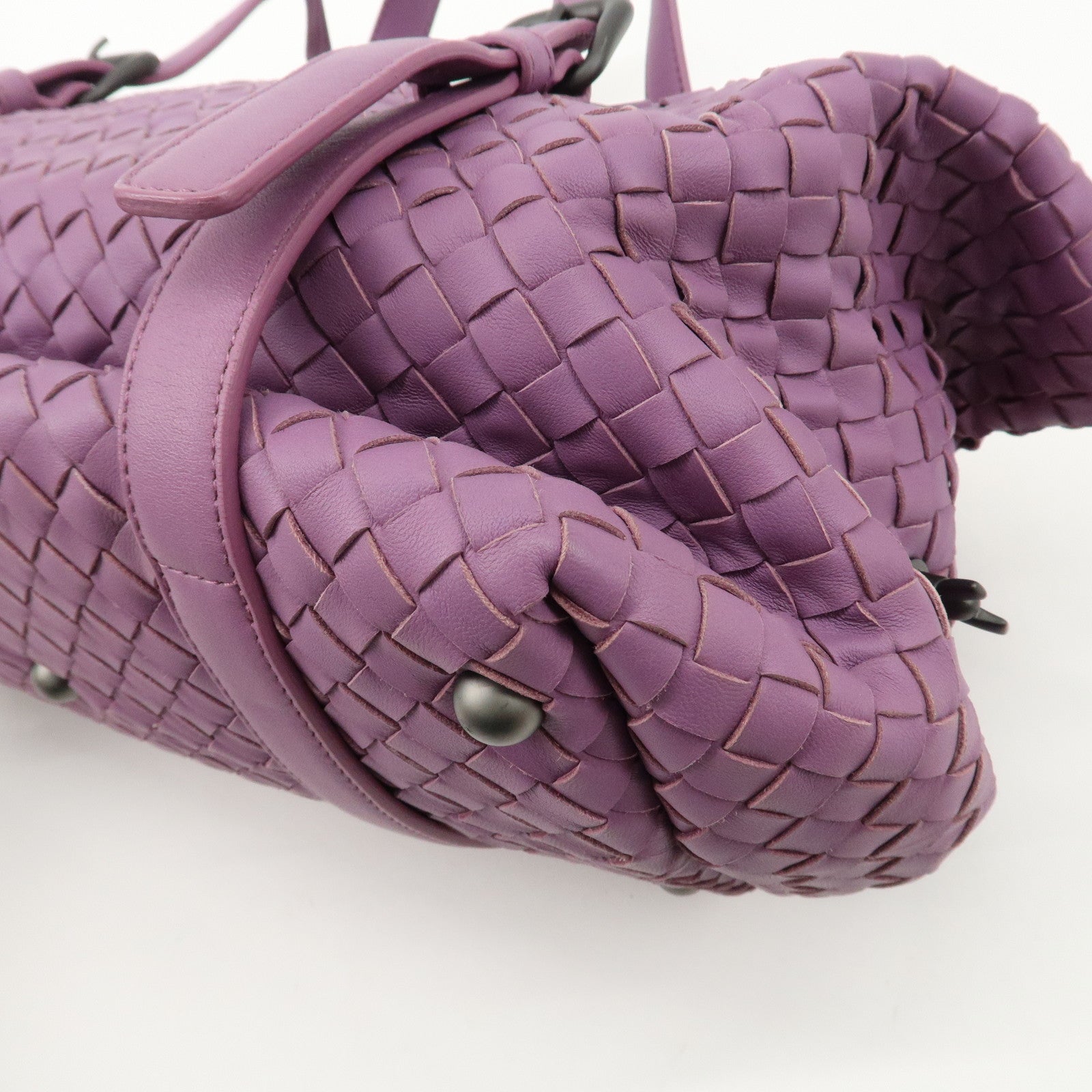BOTTEGA VENETA Intrecciato Leather Hand Bag Shoulder Bag Purple Used