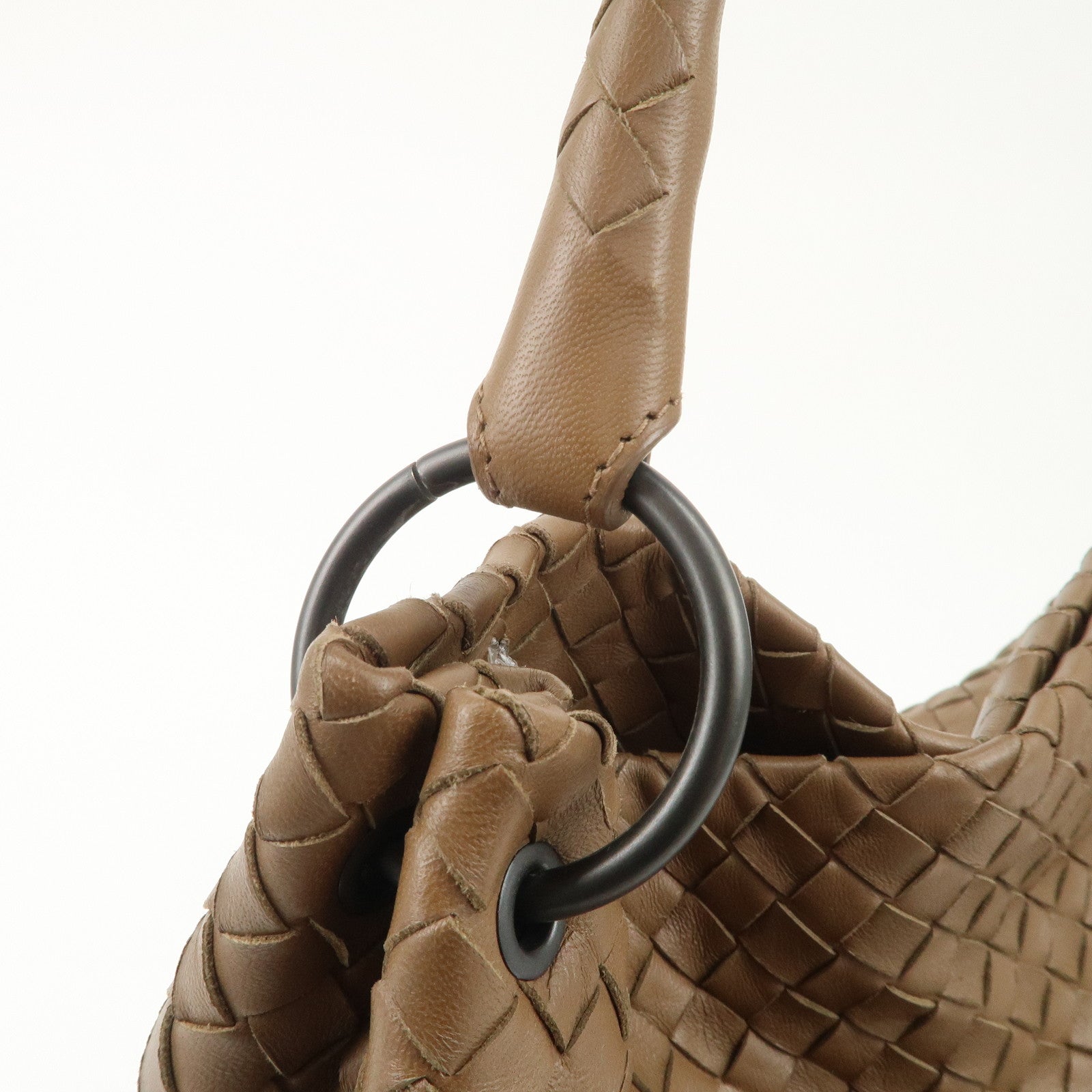 BOTTEGA VENETA Intrecciato Leather Shoulder Bag Brown Used