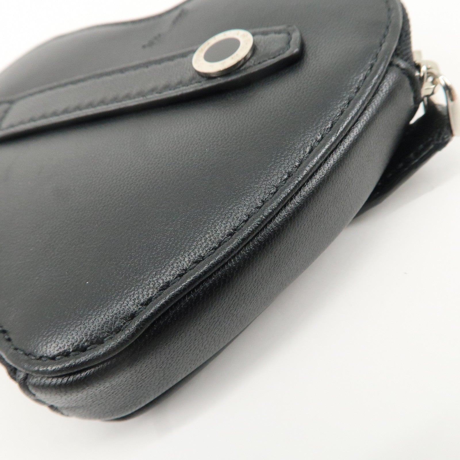 BVLGARI Leather AMBUSH Serpenti Heart Zipper Coin Case Black Used
