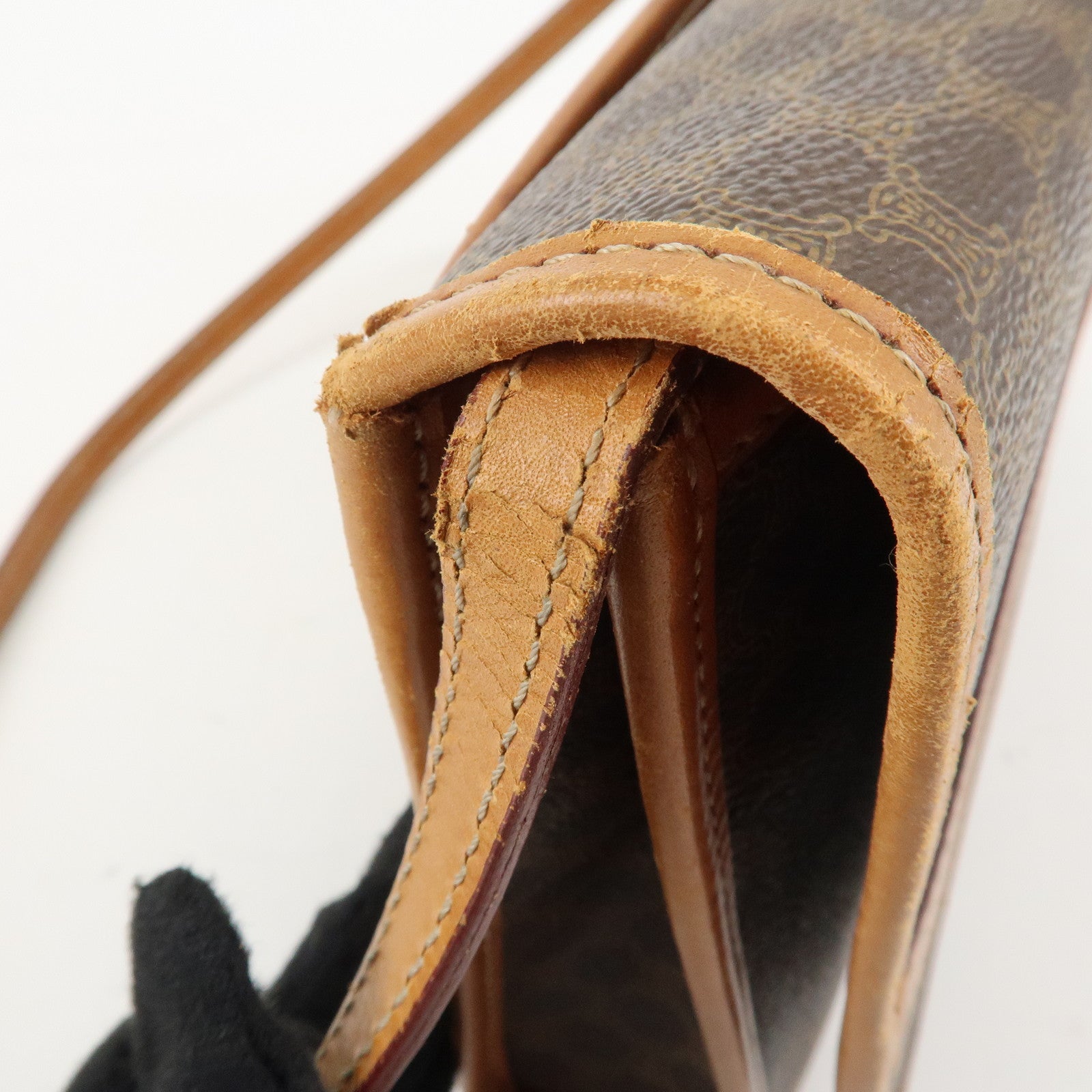 CELINE Macadam PVC Leather Shoulder Bag Hand Bag Brown Used