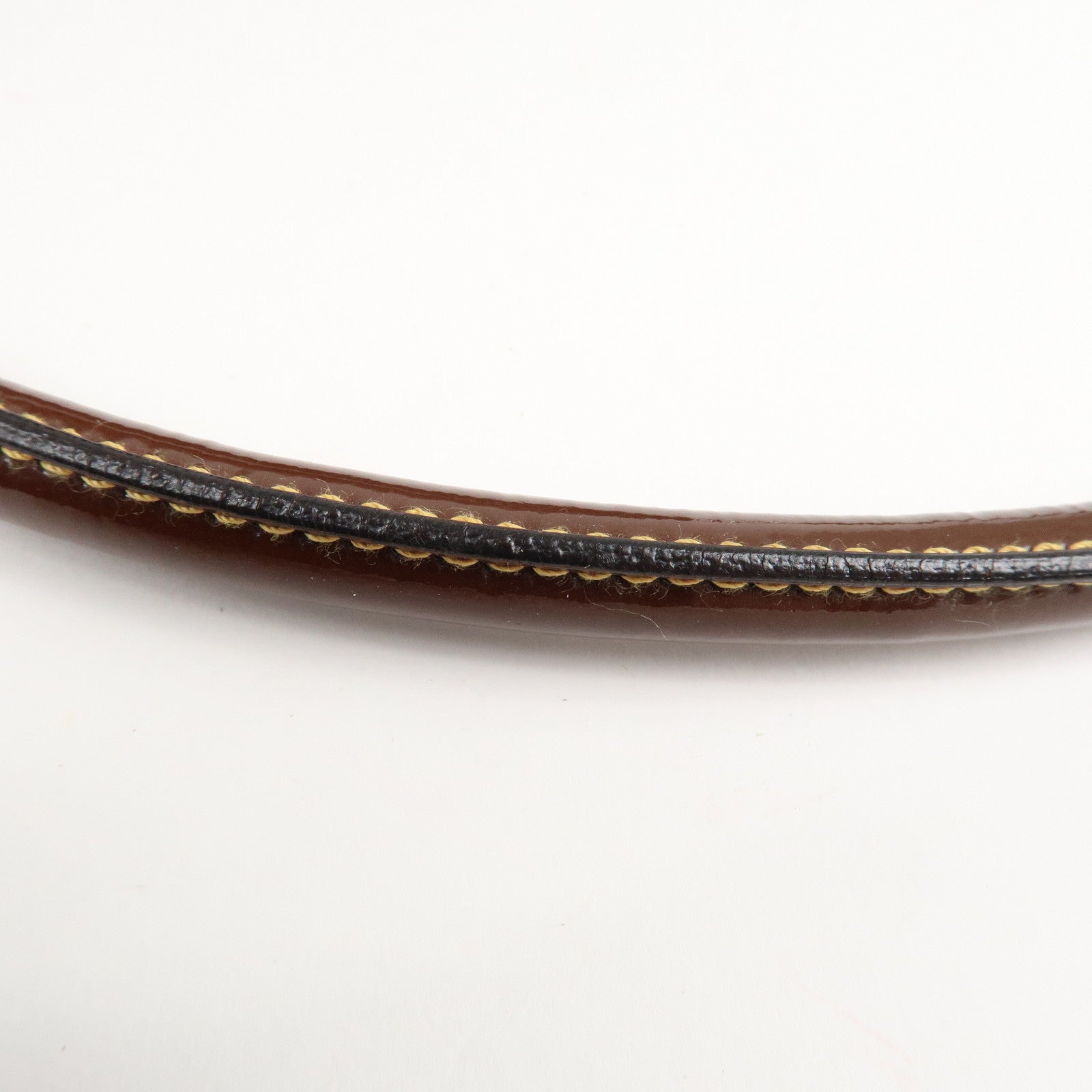 PRADA Patent Leather Shoulder Bag Brown Used