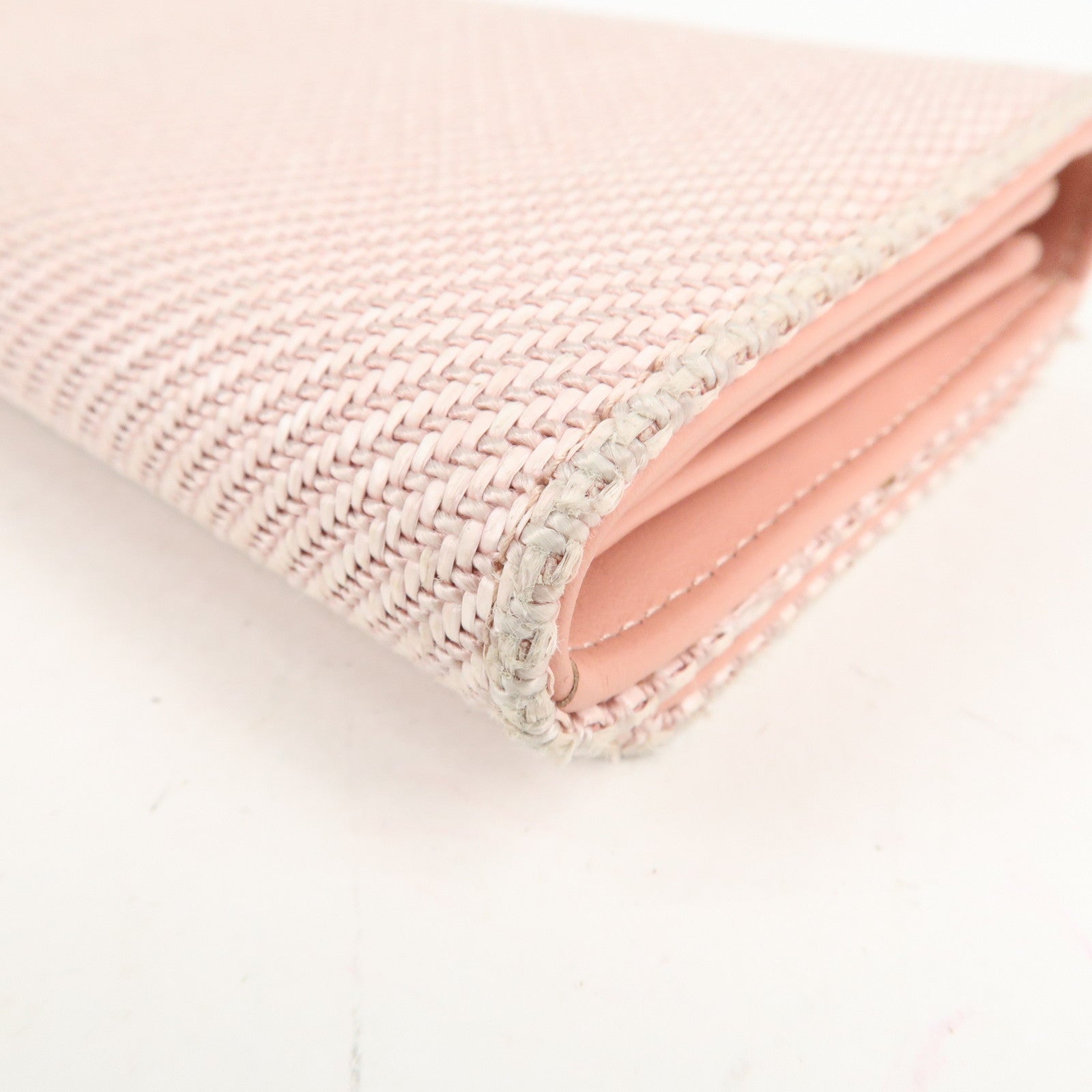 CHANEL Deauville Canvas Bi-fold Long Wallet Pink A80056 Used