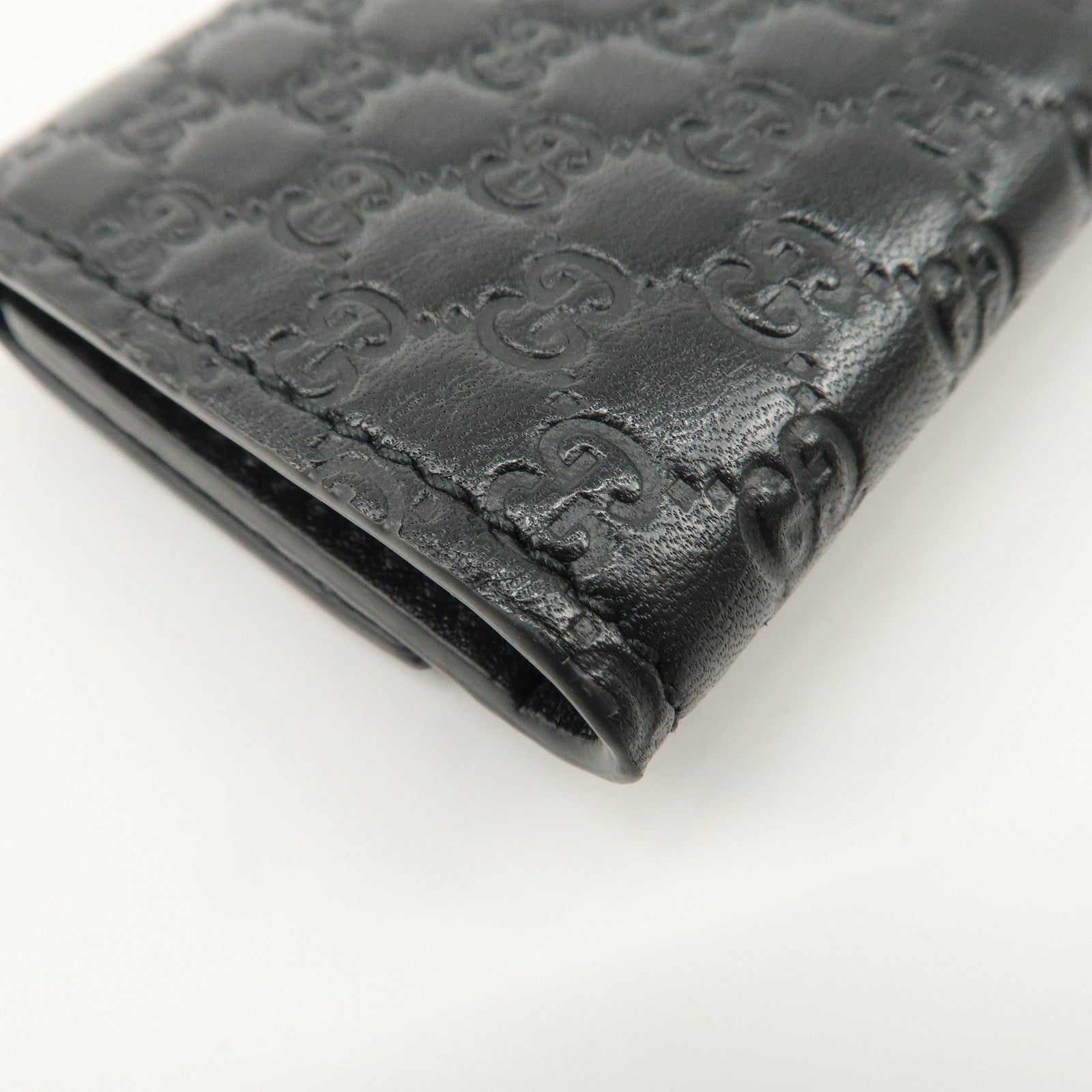 GUCCI Micro Guccissima Leather 6 Rings Key Case Black 150402 Used