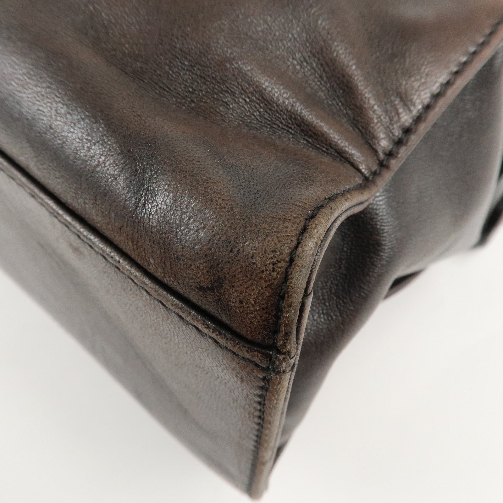 CHANEL COCO Mark Lamb Skin  Chain Shoulder Bag Brown Gold Used