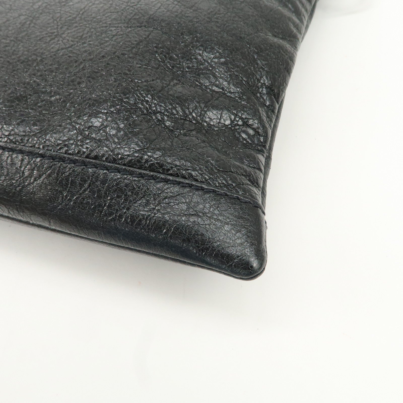 BALENCIAGA Leather Classic Clip L Clutch Bag Black 273023 Used