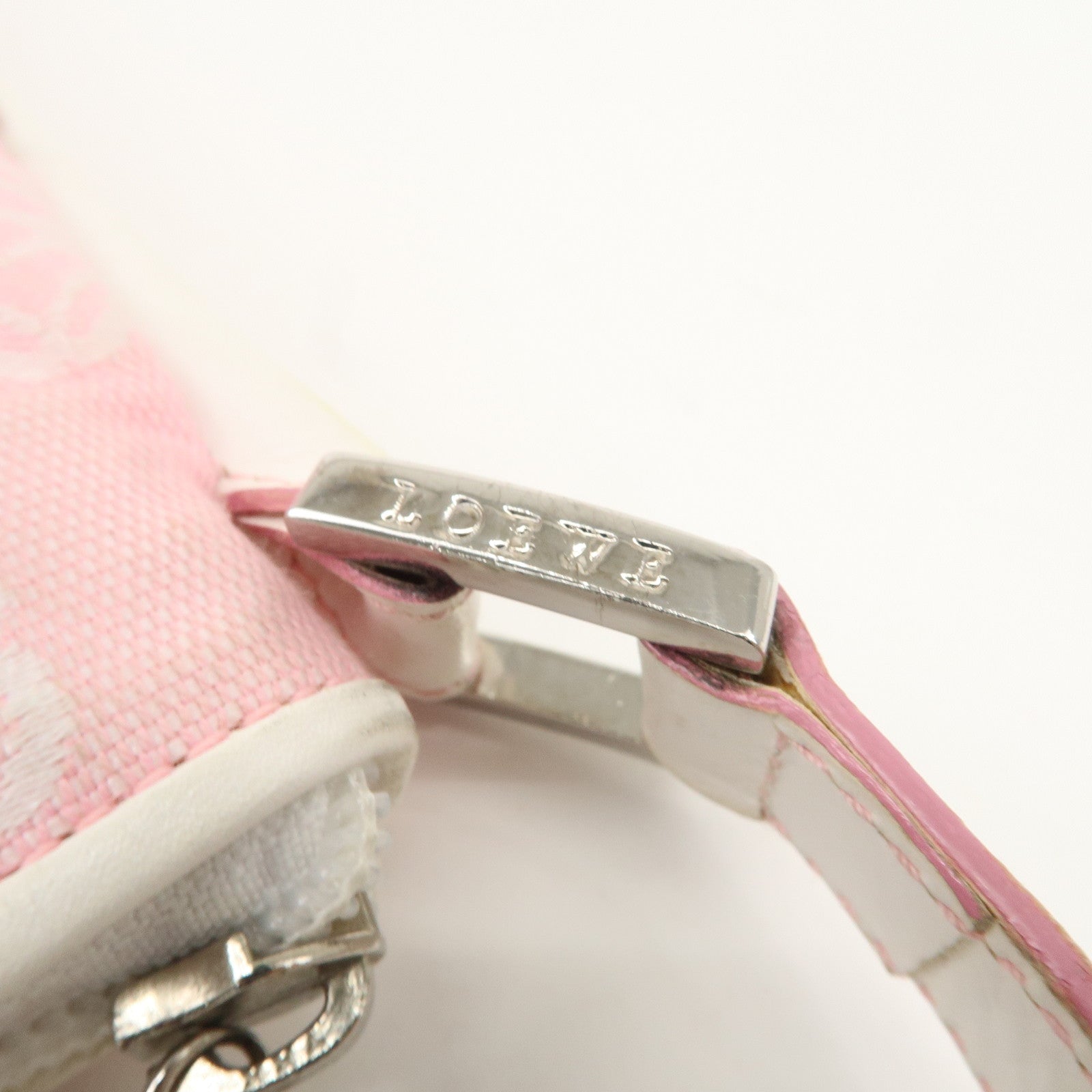 LOEWE Anagram Canvas Leather Shoulder bag Pink Used