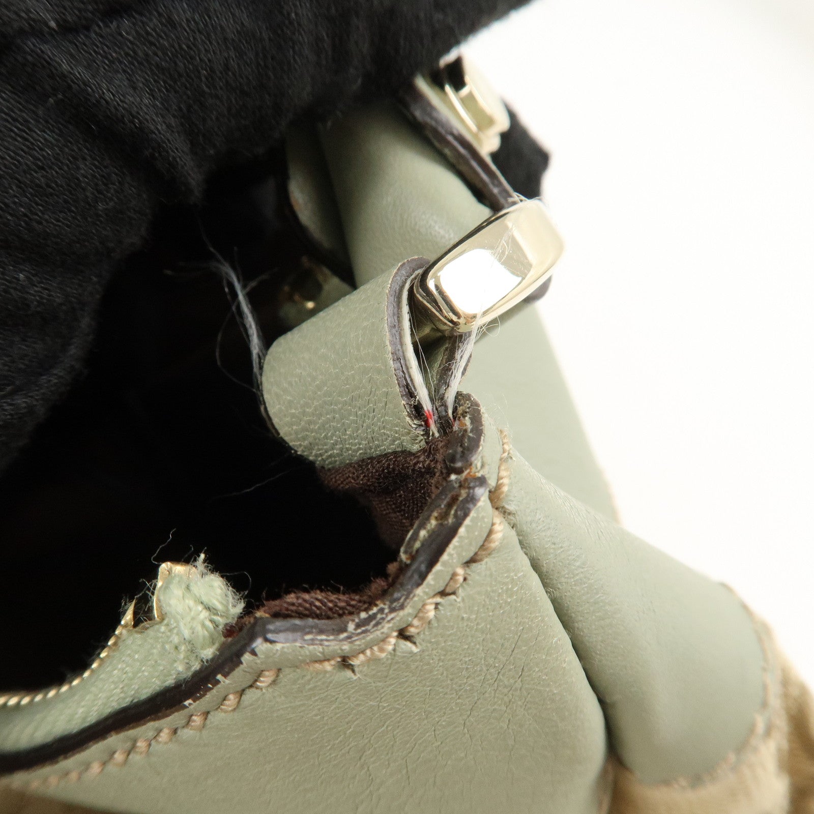 GUCCI Abbey GG Canvas Leather Shoulder Bag Beige Gold 189833 Used