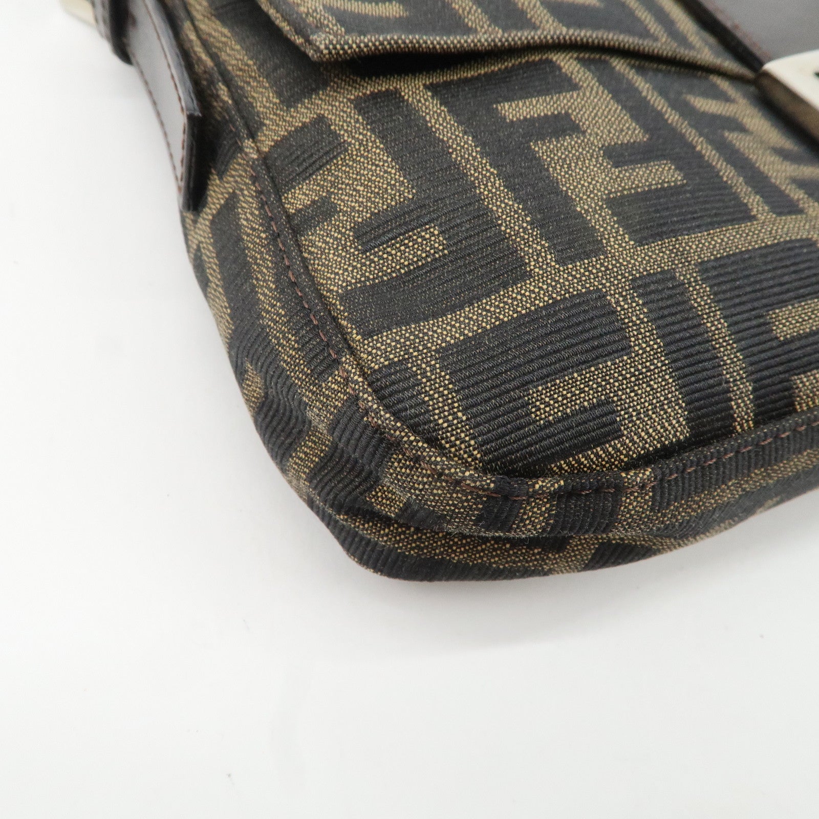 FENDI Mamma Baguette Zucca Canvas Leather Shoulder Bag 26424 Used