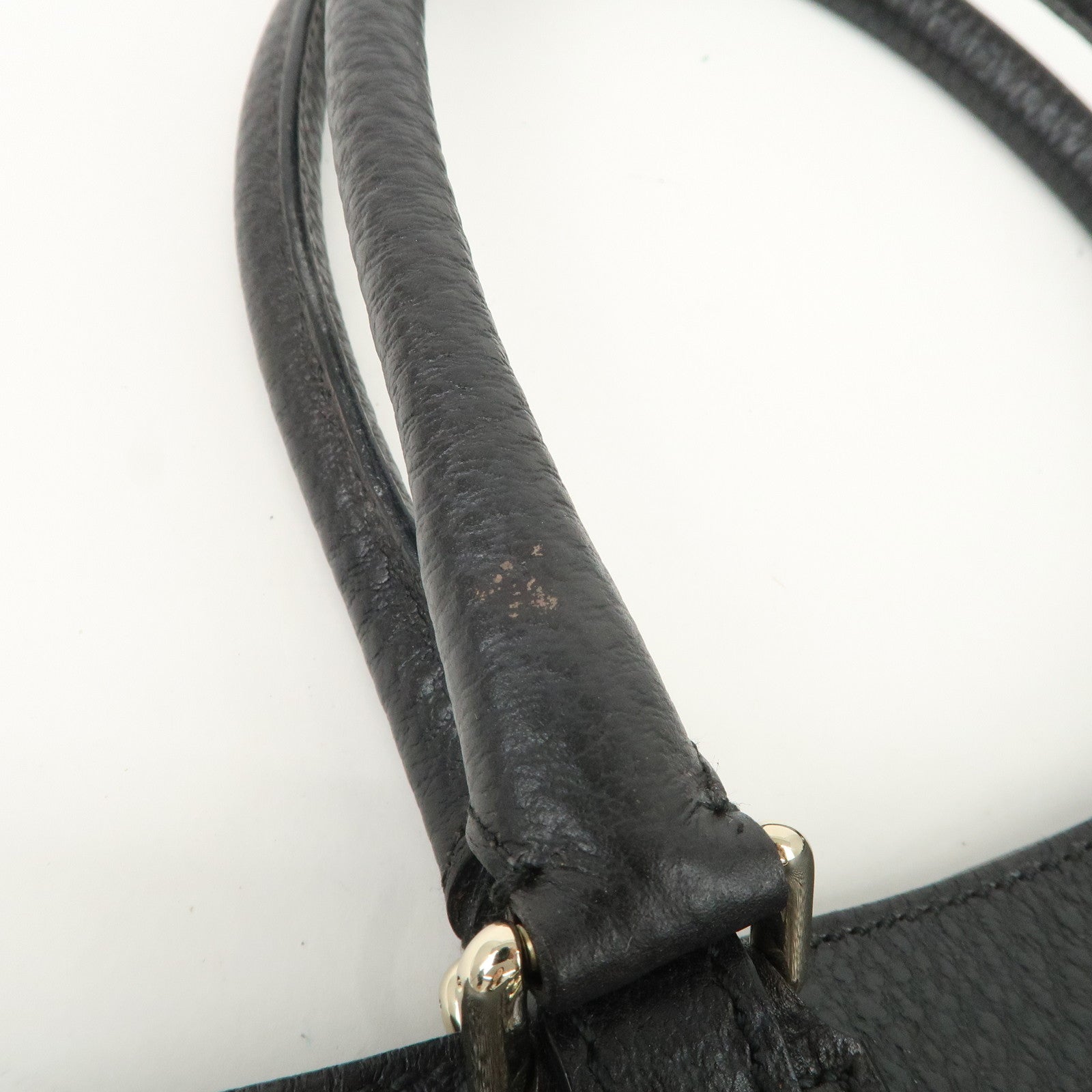 GUCCI Leather Horsebit Tote Bag Hand Bag Black 137385 Used