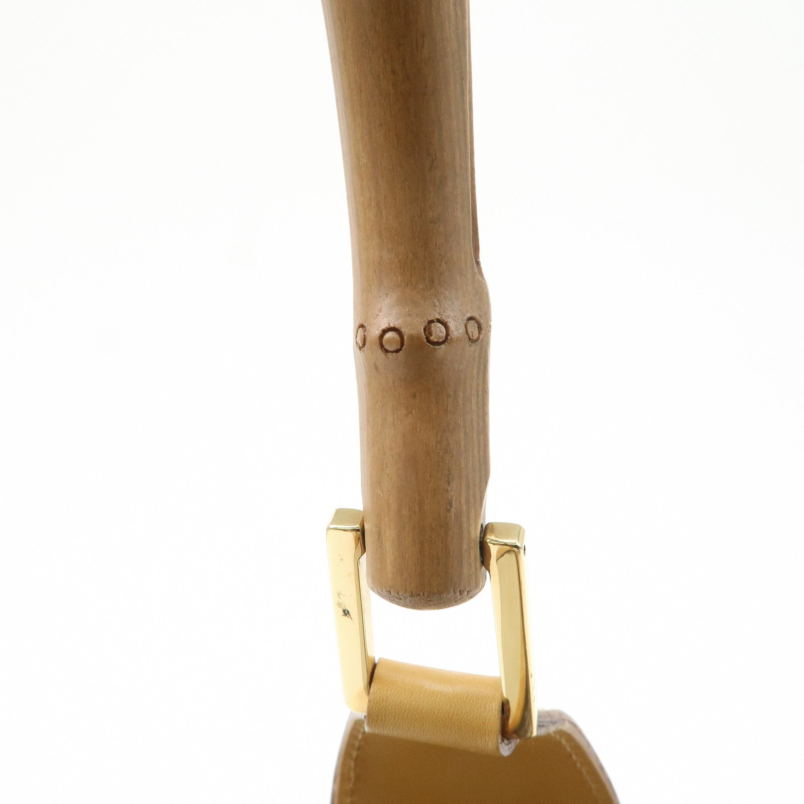 GUCCI Bamboo Suede Leather Shoulder Bag Gray Brown 001.4060 Used