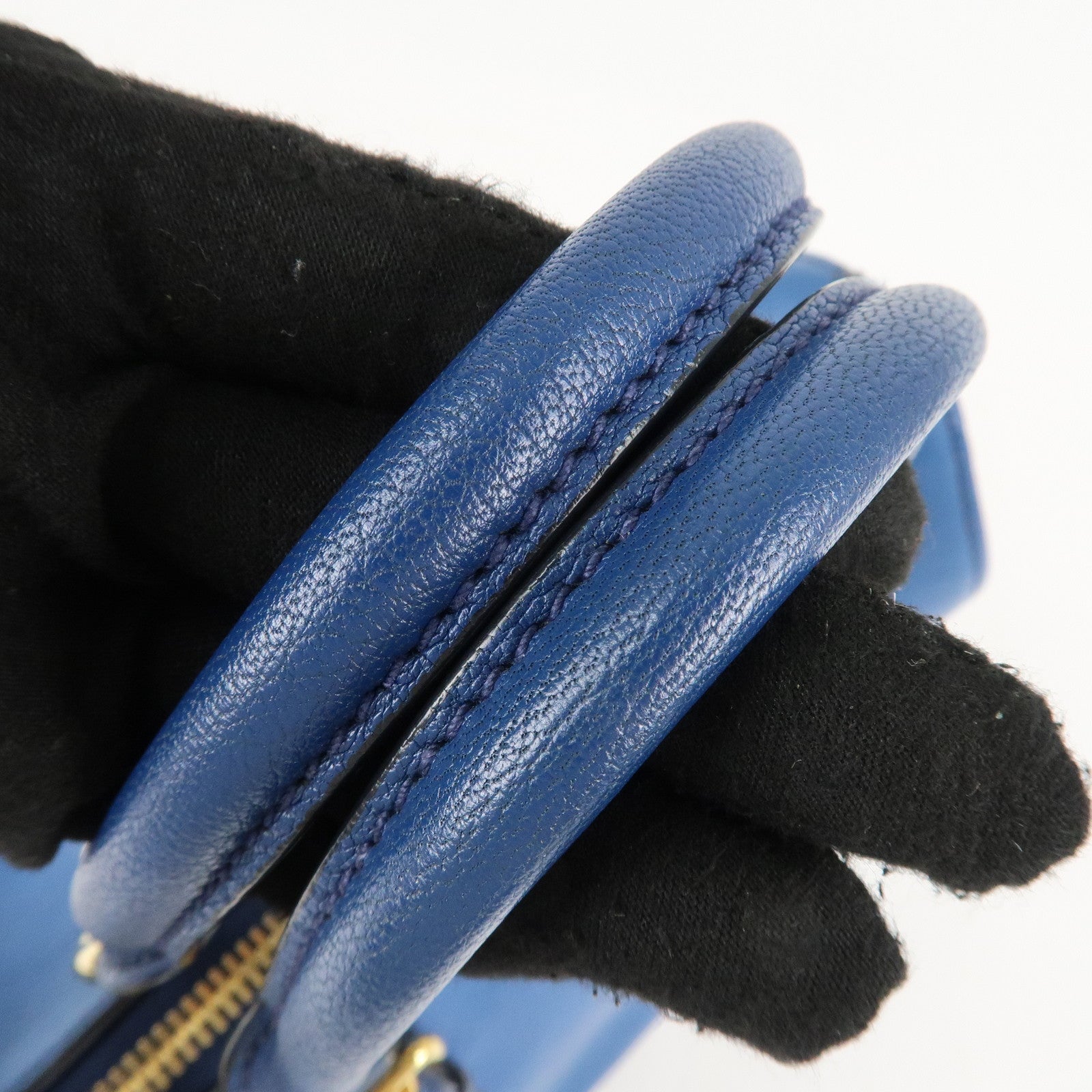 MIU MIU Leather 2Way Shoulder Bag Hand Bag Blue Gold HDW Used