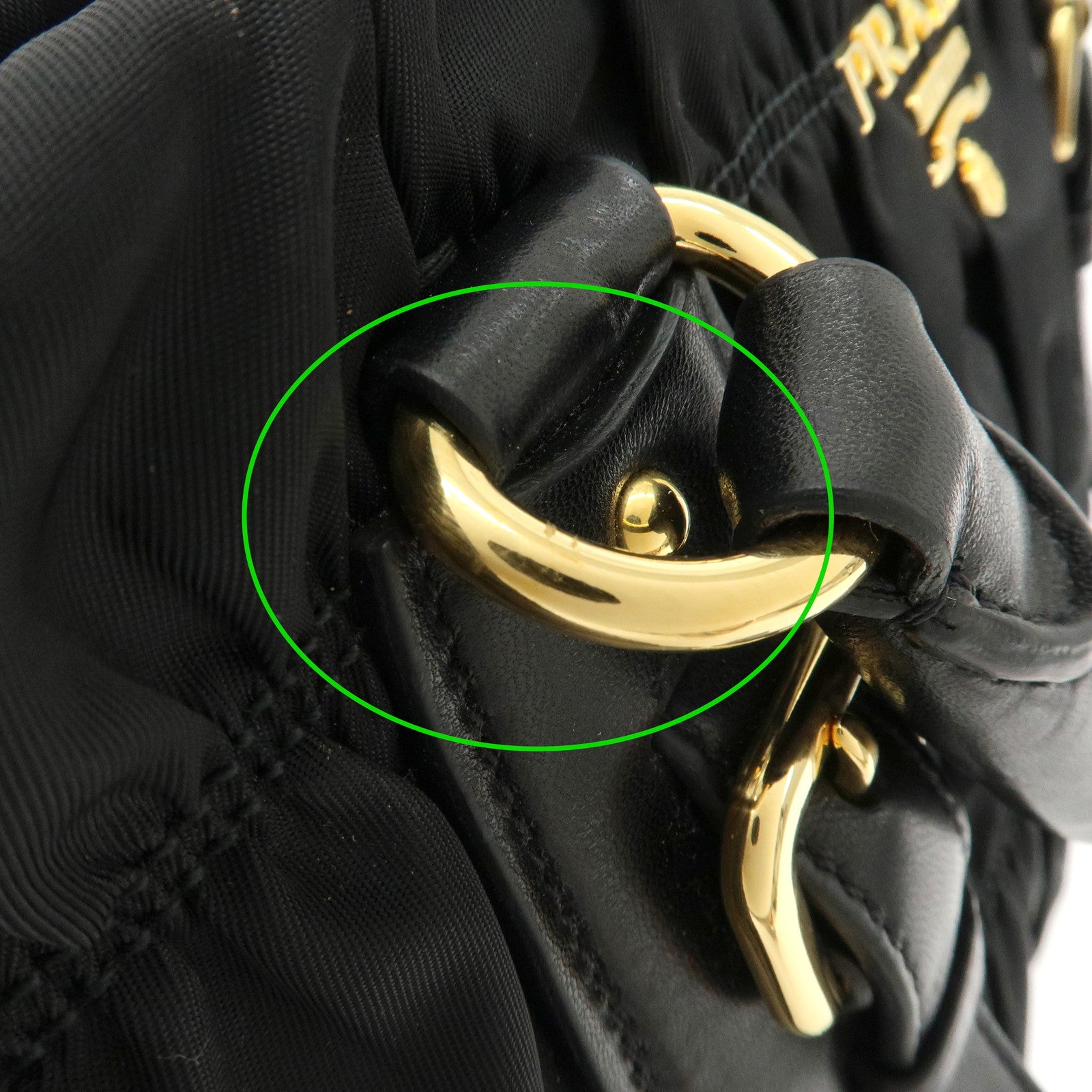 PRADA Logo Nylon Leather 2Way Bag Hand Bag Black NERO BN1407 Used