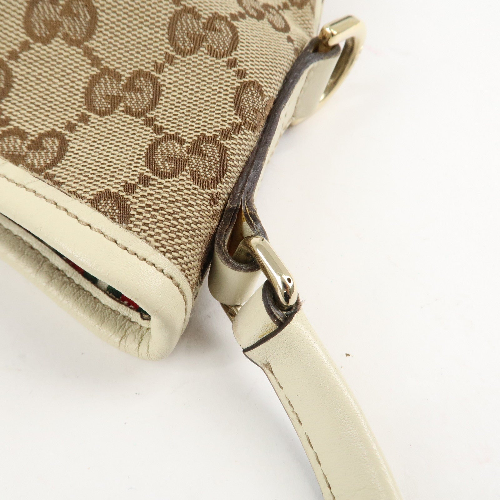 GUCCI New Britt GG Canvas Leather Shoulder Bag Beige Ivory 169947 Used