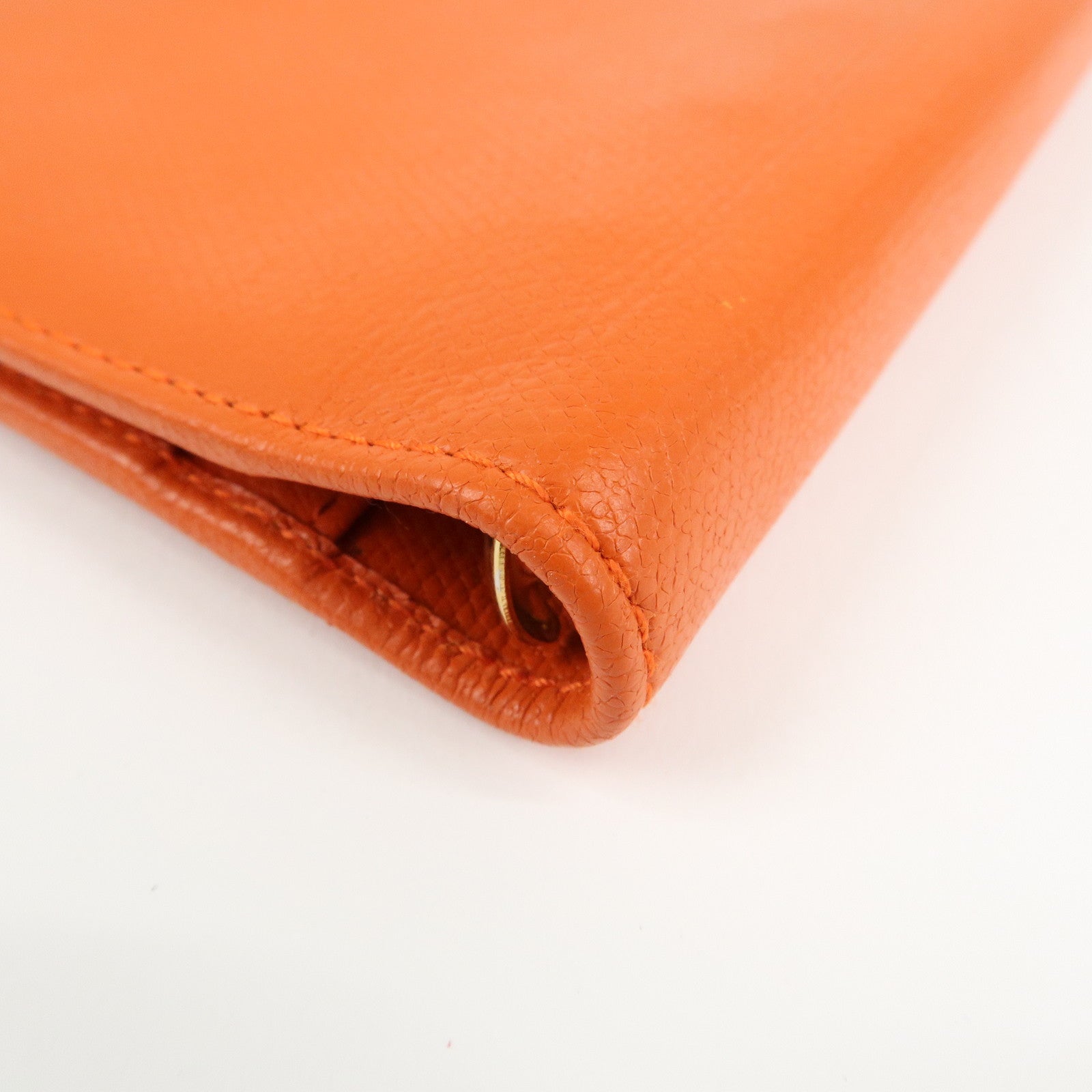 CHANEL Leather Planner Cover Orange Gold Hardware Used