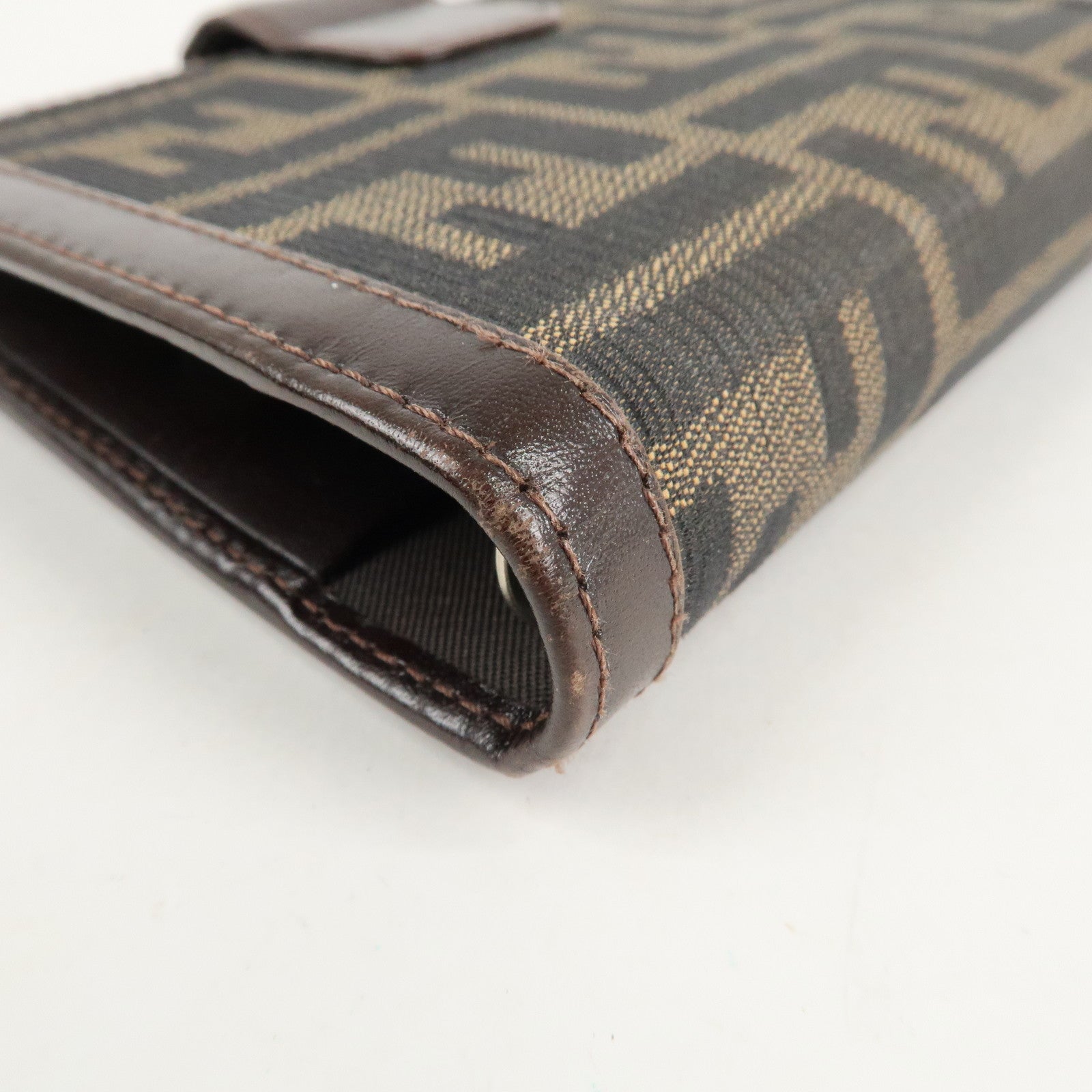 FENDI Zucca Canvas Leather Agenda Planner Cover Brown Used