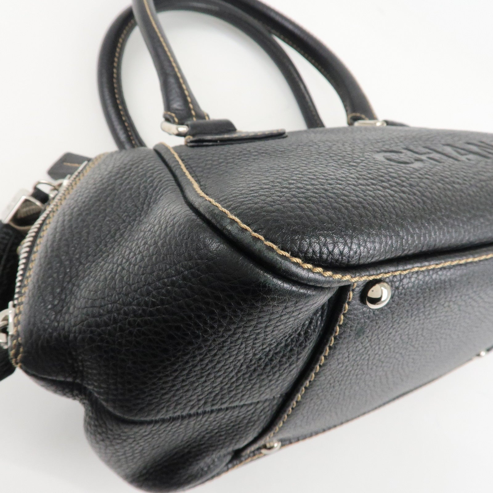 CHANEL COCO Mark Leather Fringe Shoulder Bag Hand Bag Black Used