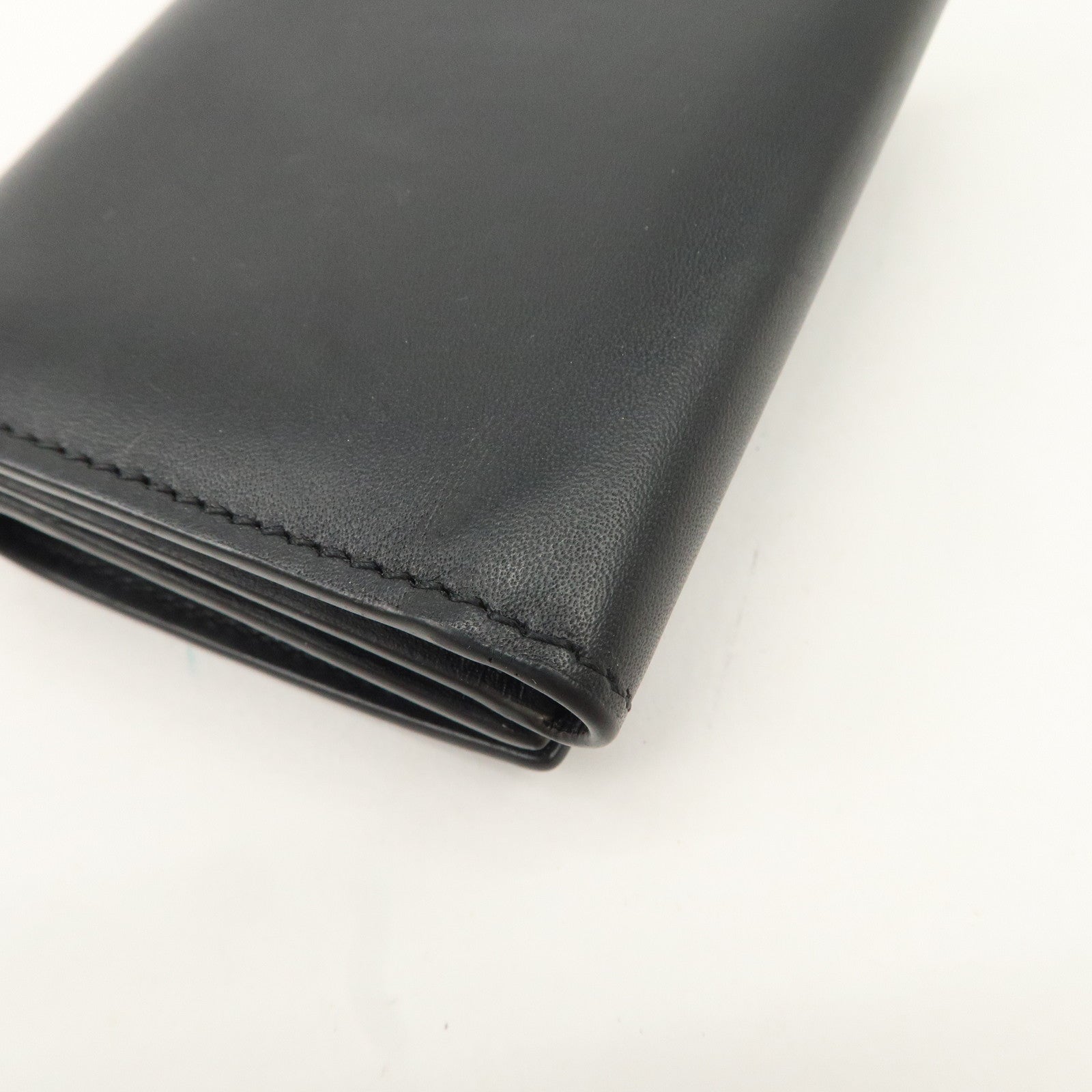 LOEWE Anagram Leather Tri-fold Wallet Black Used