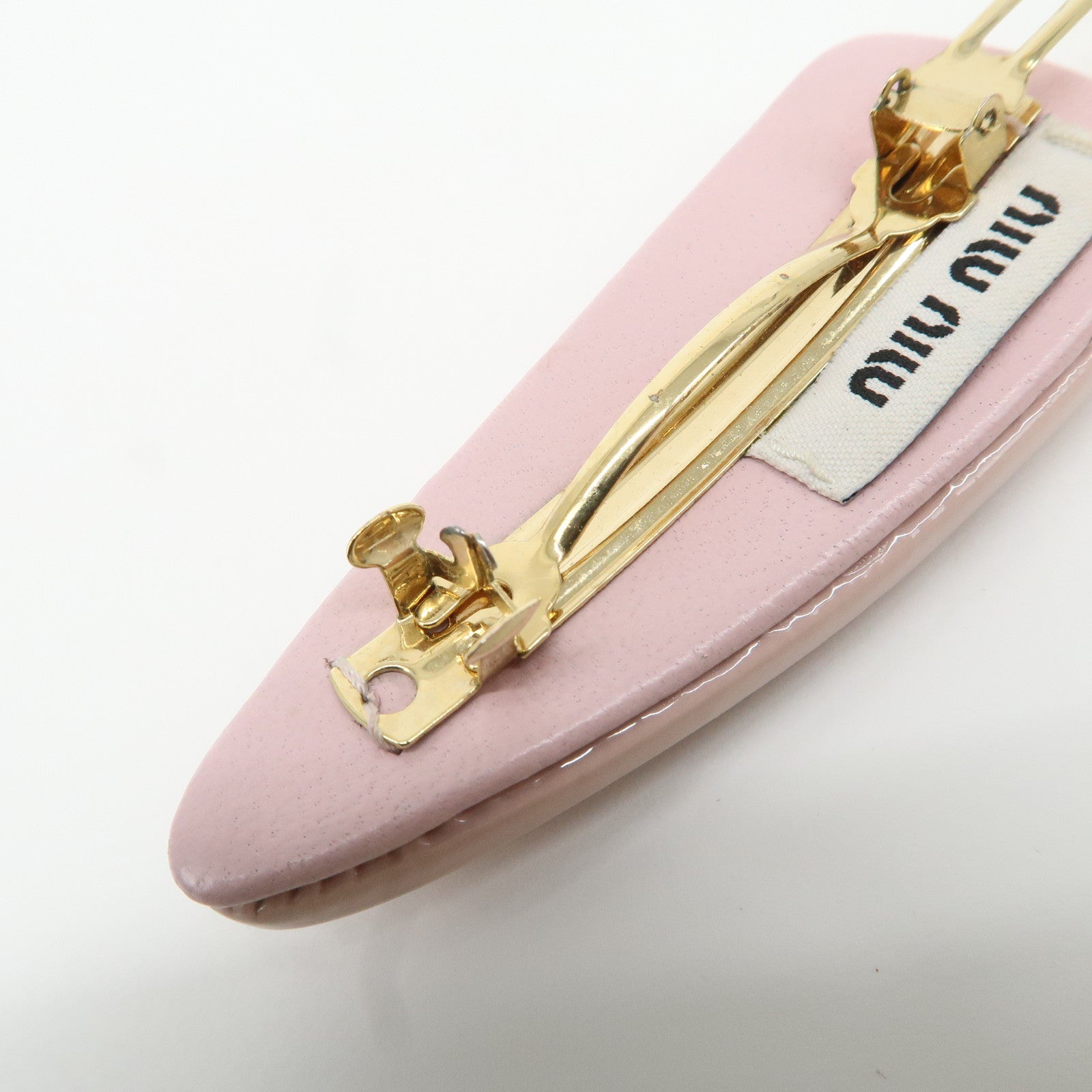 MIU MIU Patent Leather Hair Clip Pink Beige Used