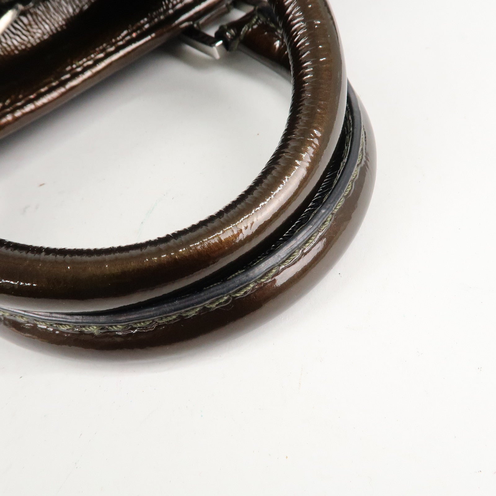 LOEWE Anagram Patent Leather Amasona28 Hand Bag Bronze Used