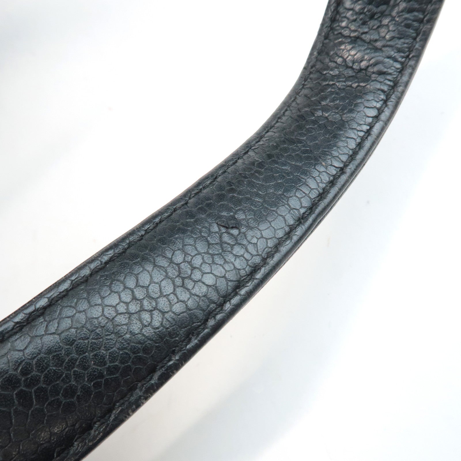 CHANEL Chocolate Bar Caviar Skin Mini Boston Bag Black A26135 Used