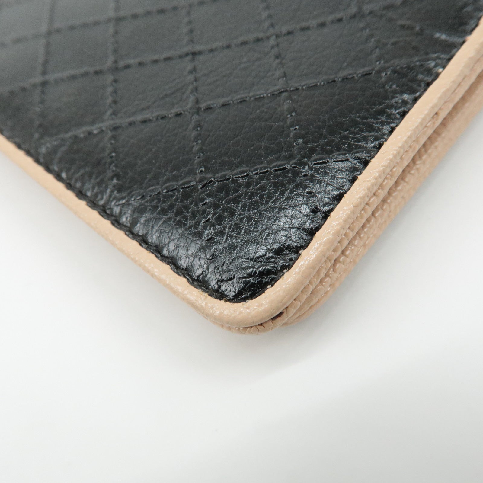 CHANEL COCO Mark Bicolore Leather Agenda Cover Black Pink Used