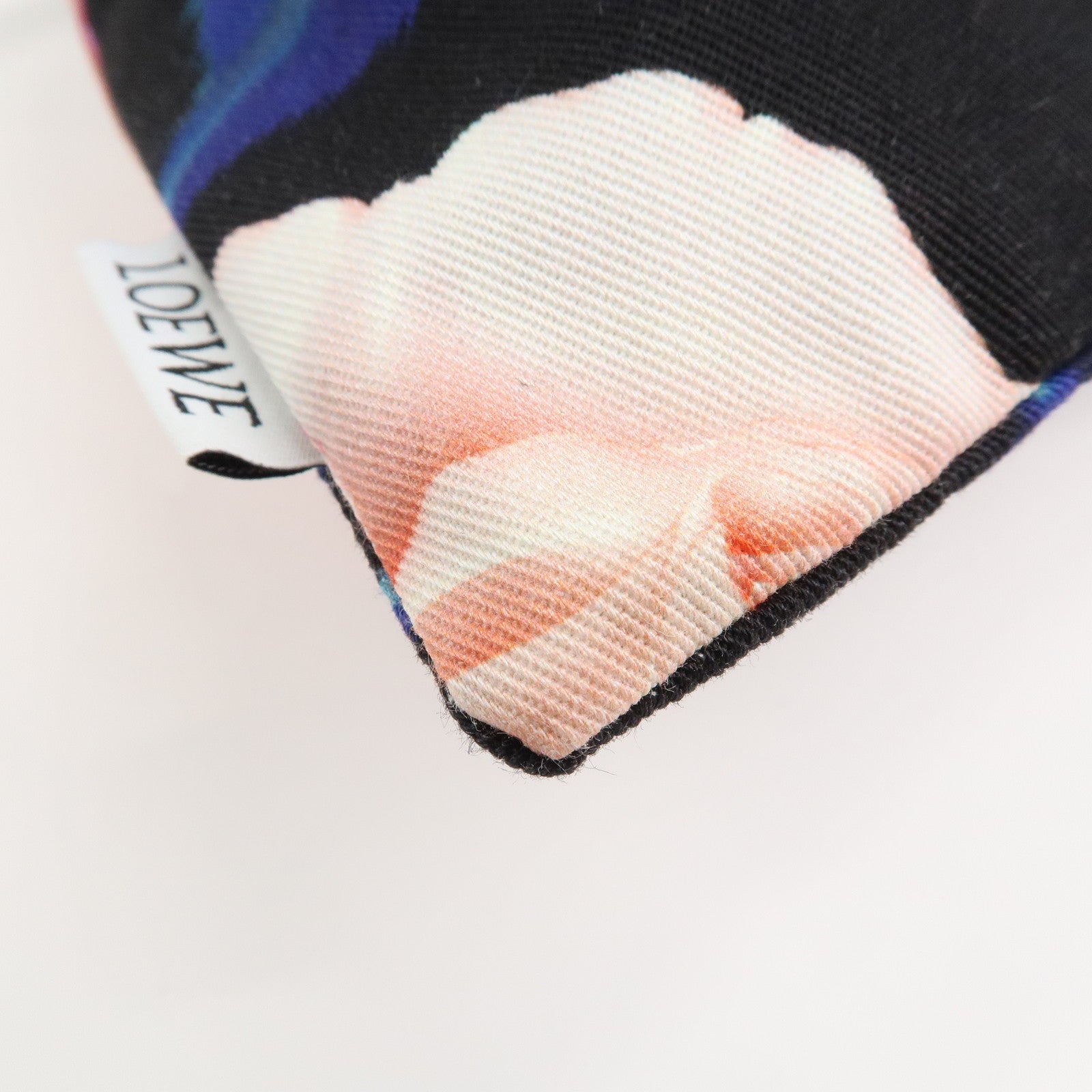 LOEWE Canvas Leather Drawstring Pouch Black Pink Used