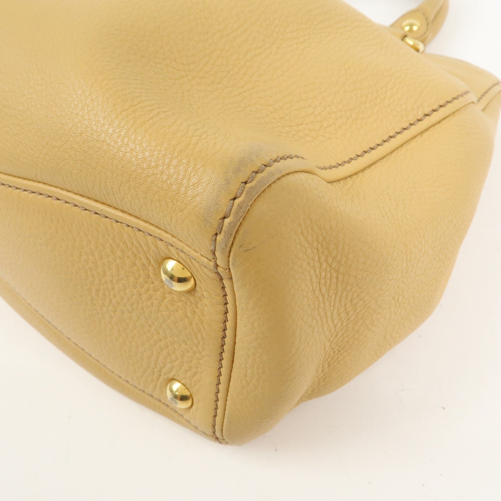 MIU MIU Leather 2Way Shoulder Bag Hand Bag Beige RN0620