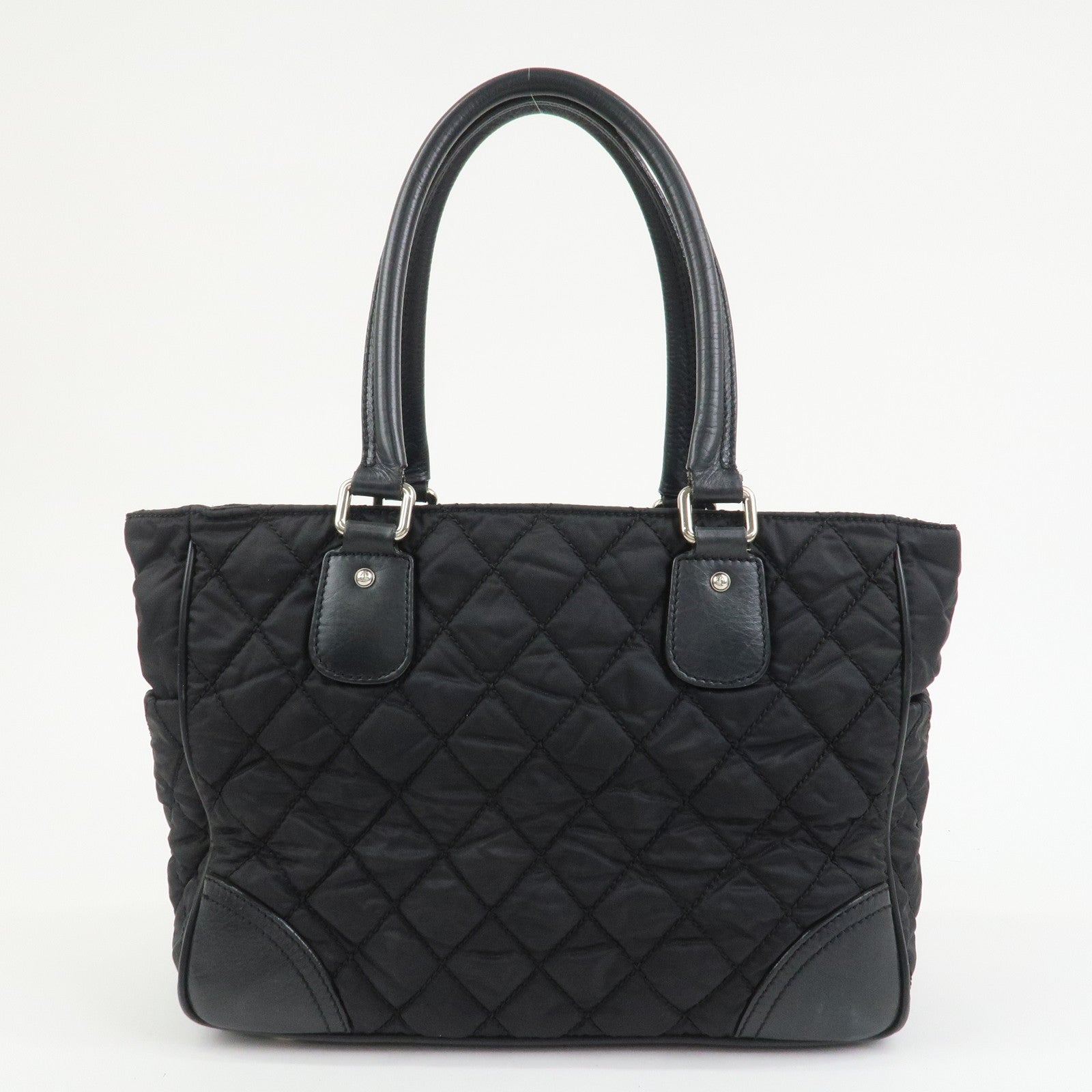 CHANEL Paris New York COCO Mark Nylon Leather Tote Bag Black A33100