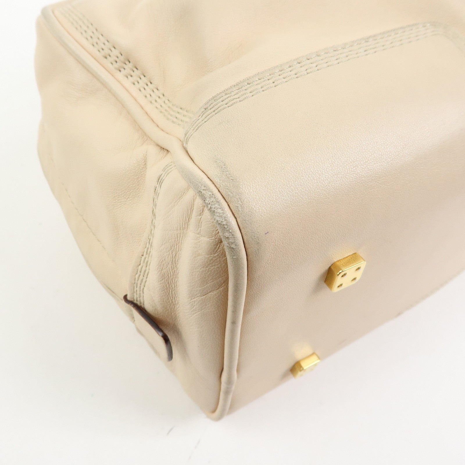 LOEWE Anagram Amazona 28 Nappa Leather Hand Bag Boston Bag Beige