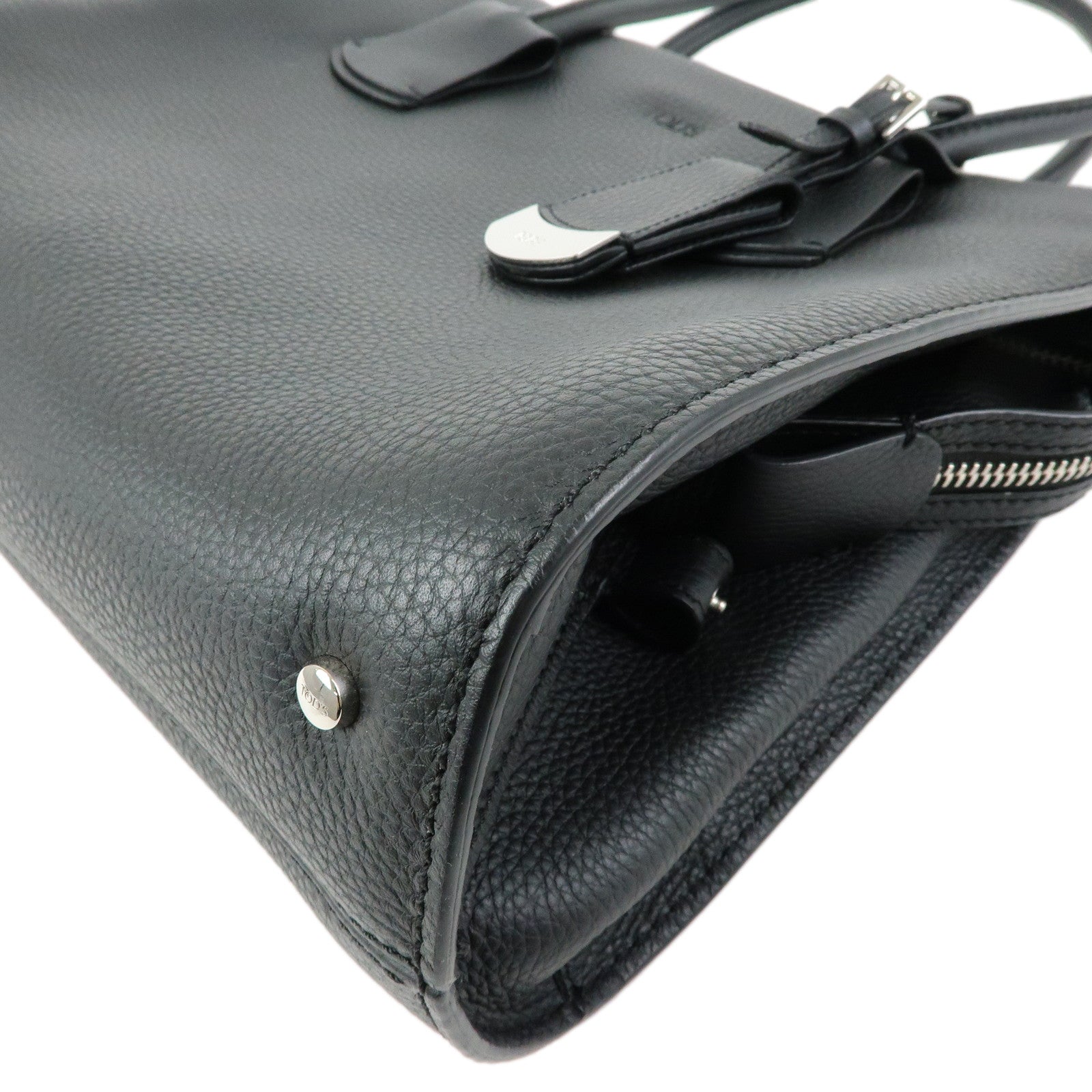 TOD’S Leather Tote Bag Hand Bag Black