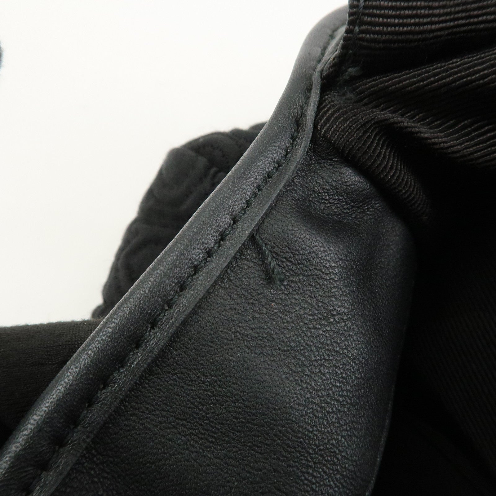 Ferragamo Gancini Canvas Leather Hand Bag Black Silver