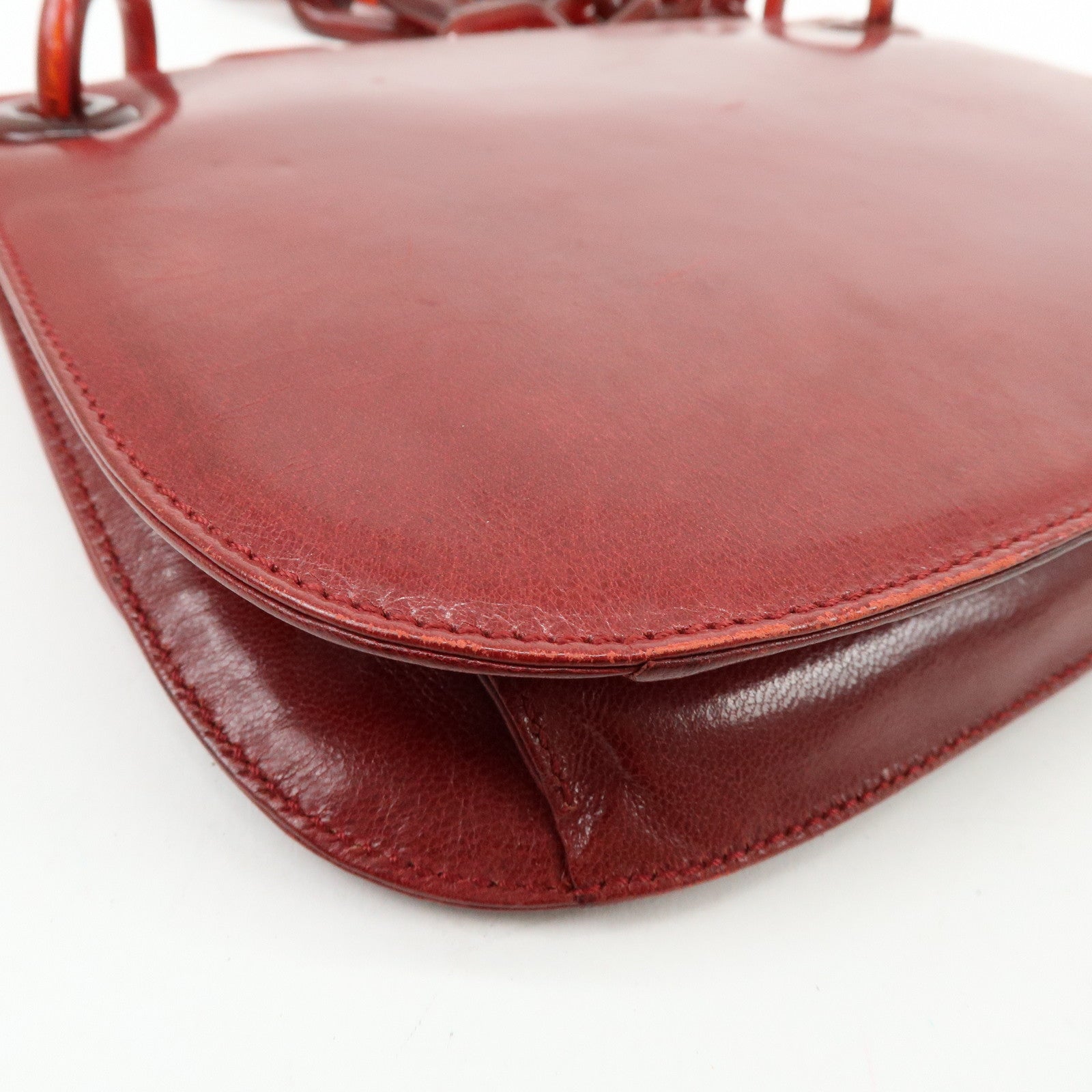 PRADA Logo Leather Plastic Chain Shoulder Bag Hand Bag Red