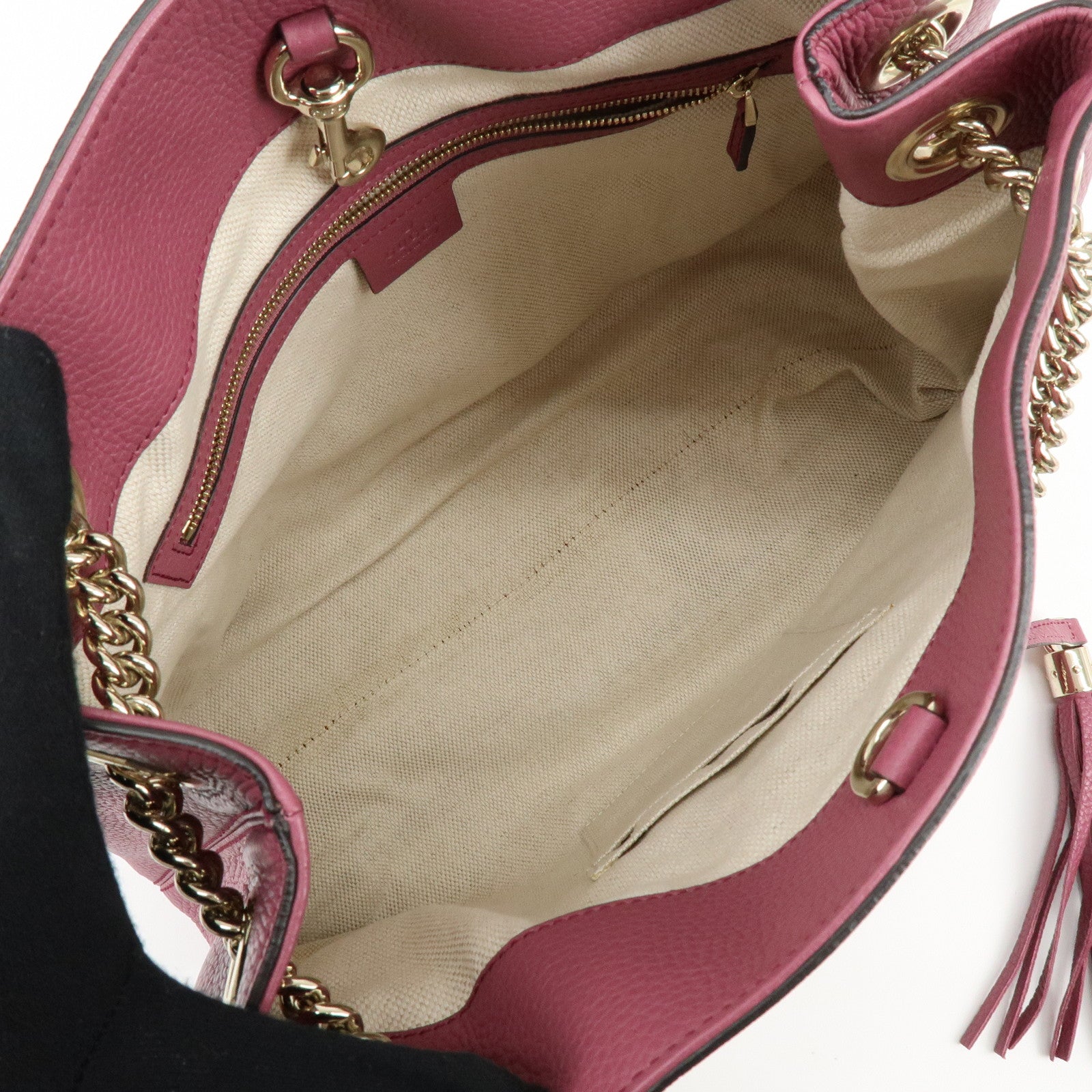 GUCCI SOHO Interlocking G Leather Chain Shoulder Bag Purple 308982