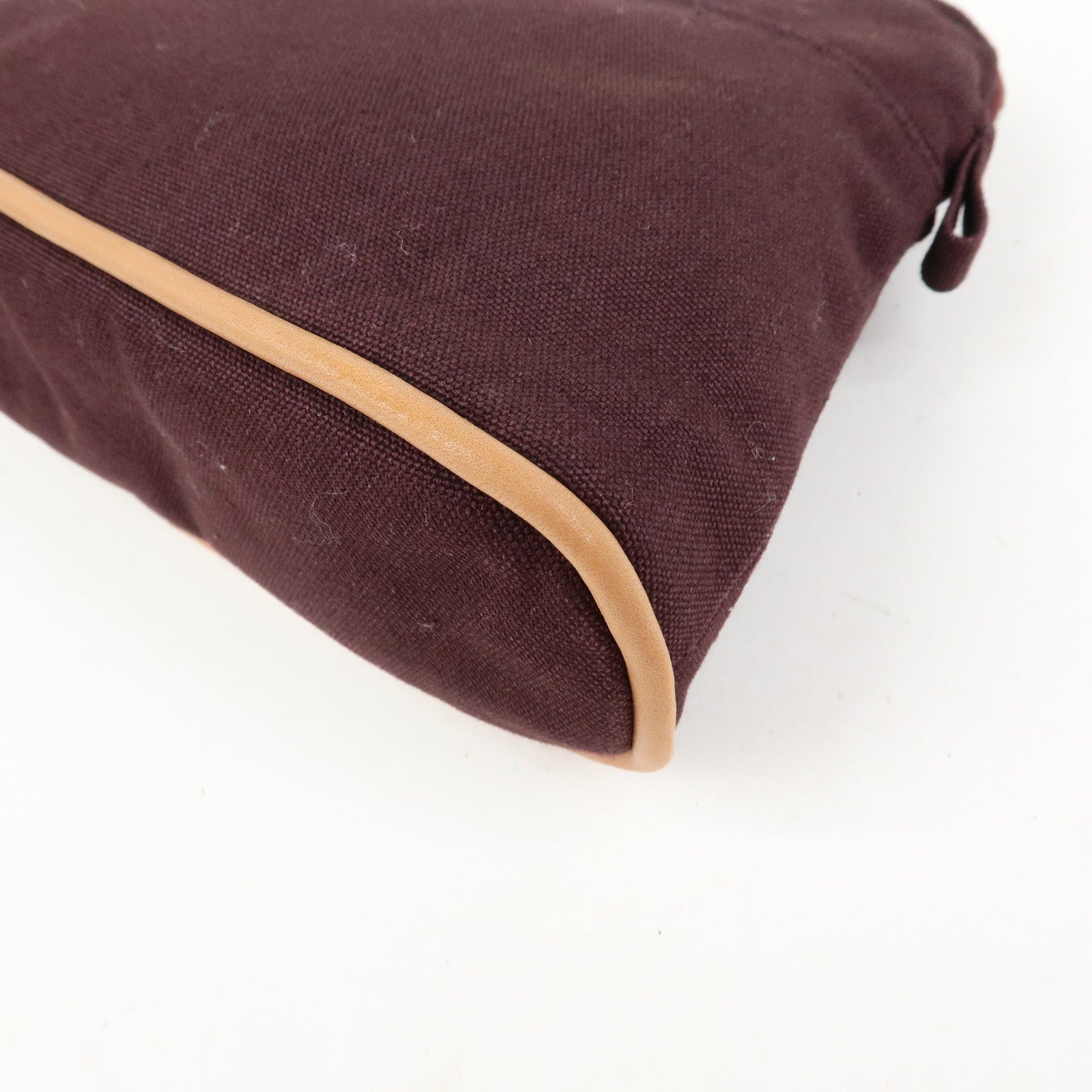 HERMES Cotton Leather Bolide Pouch Mini Bordeaux