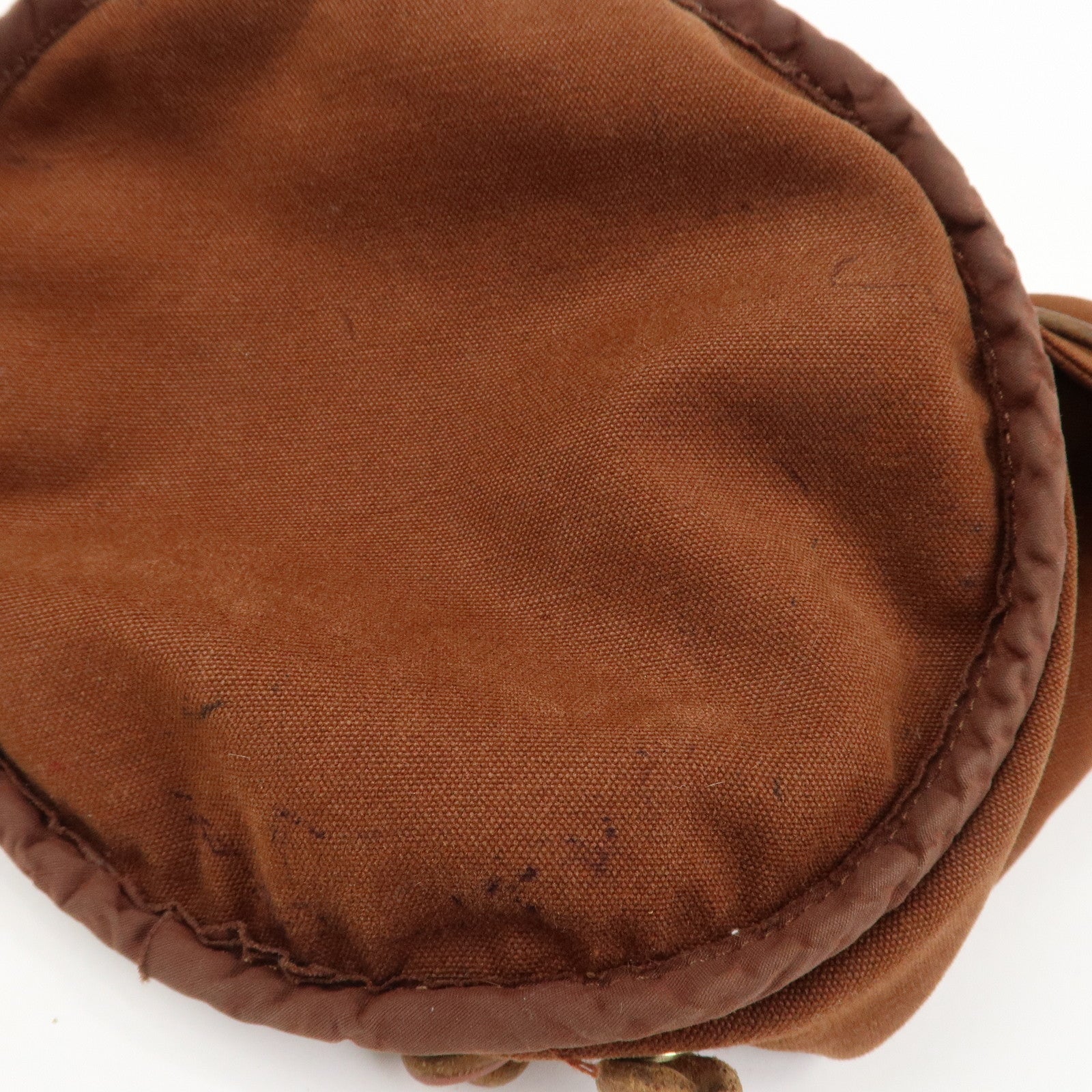 HERMES Canvas Leather Porochon Mimil PM Drawstring Backpack Brown