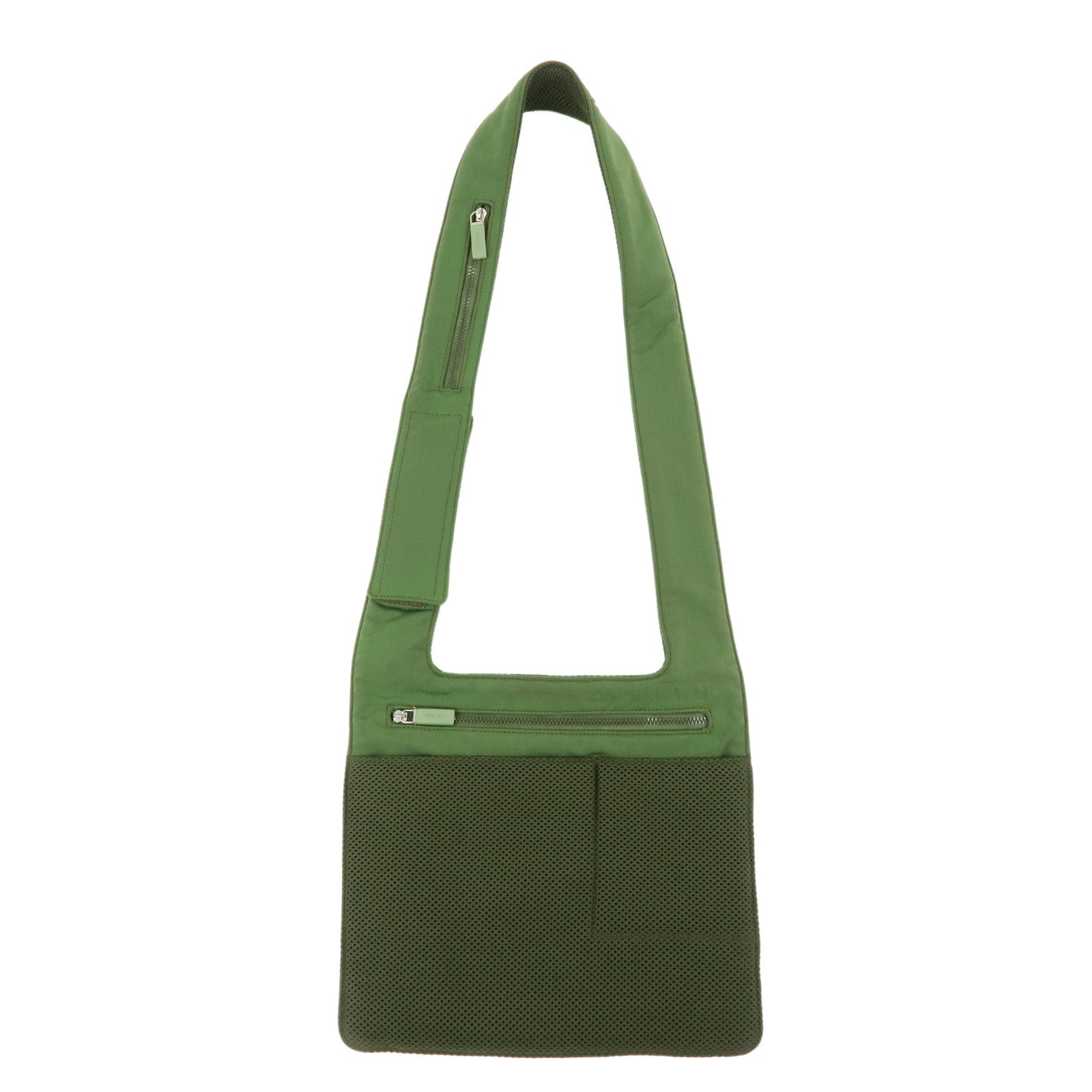 MIU MIU 90's Archive Chest Ring Mesh Nylon Shoulder Bag Khaki