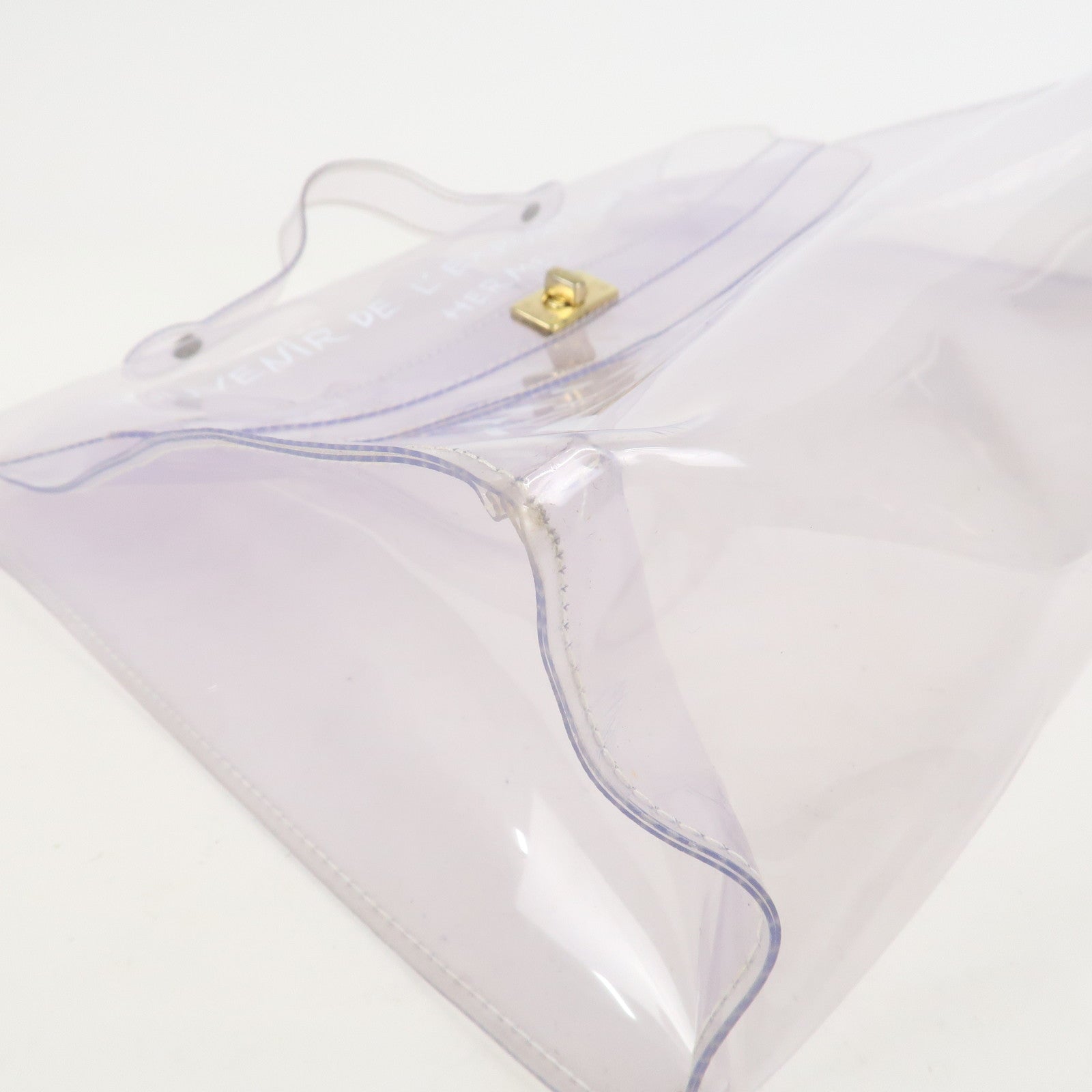 HERMES Kelly Vinyl Hand Bag Clear Gold