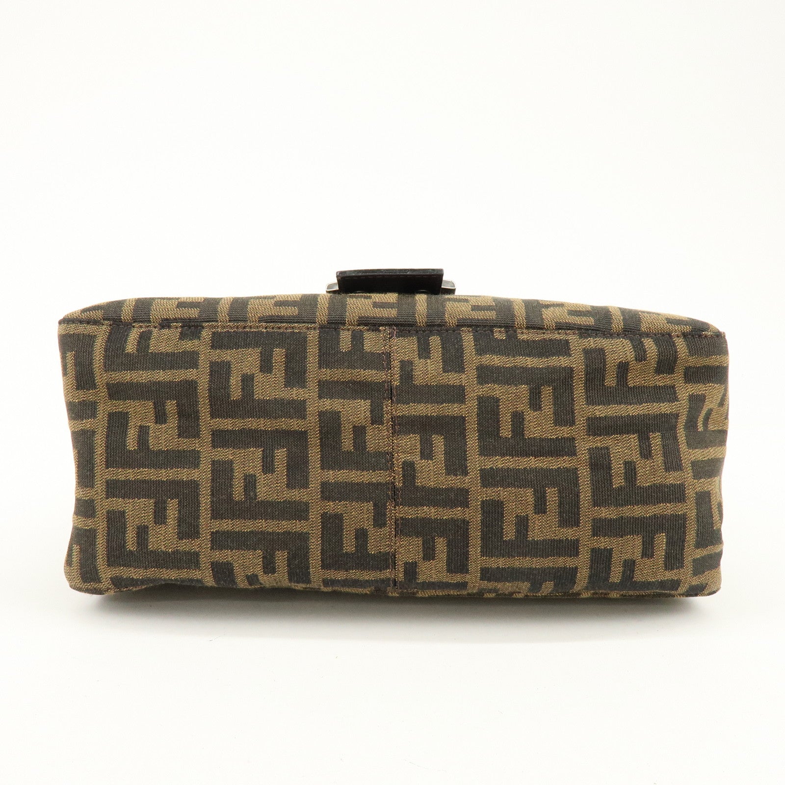 FENDI Mamma Baguette Zucca Canvas Leather Shoulder Bag Brown 26325