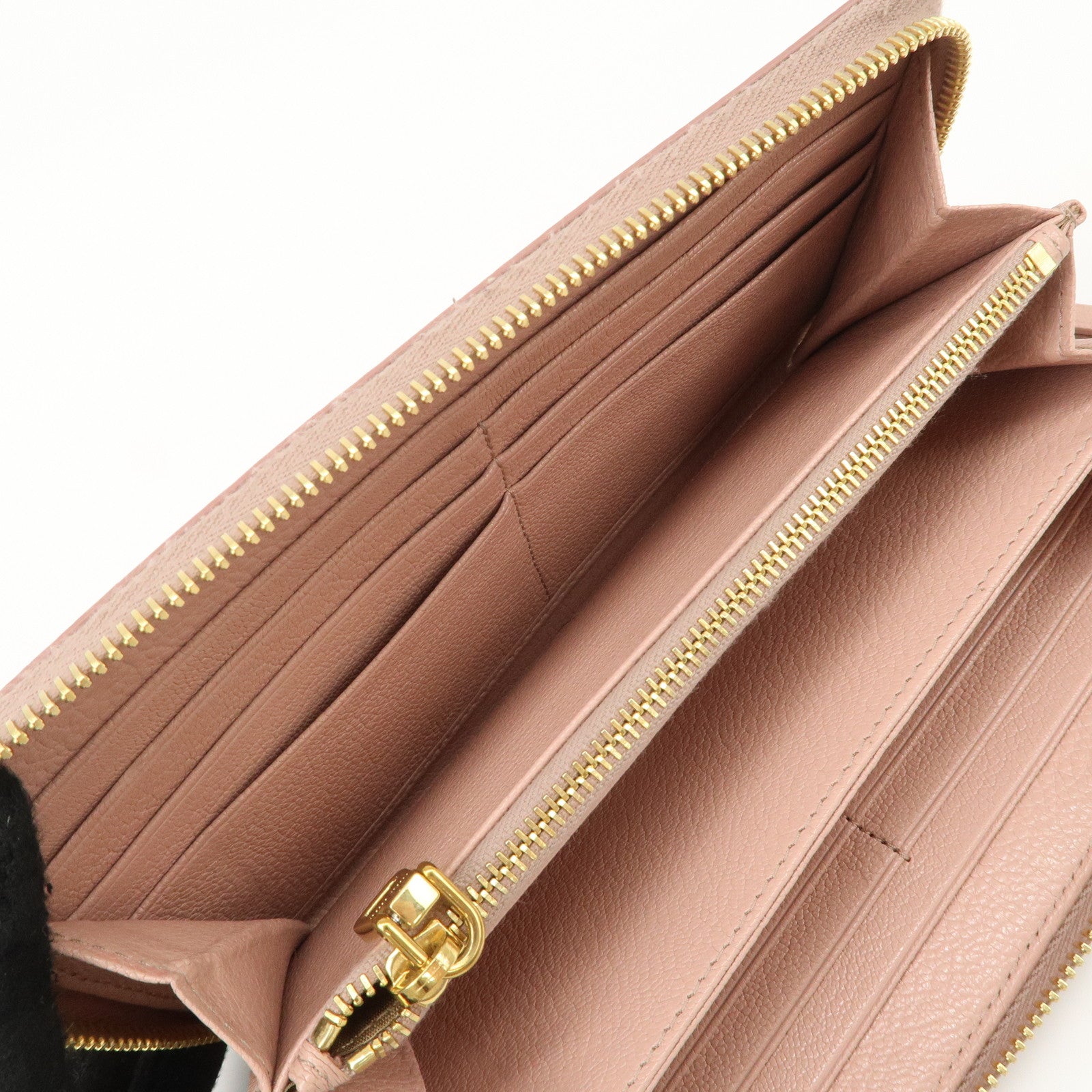 MIU MIU Leather Zip Around Wallet Zippy Wallet Long Wallet Pink 5ML506 Used