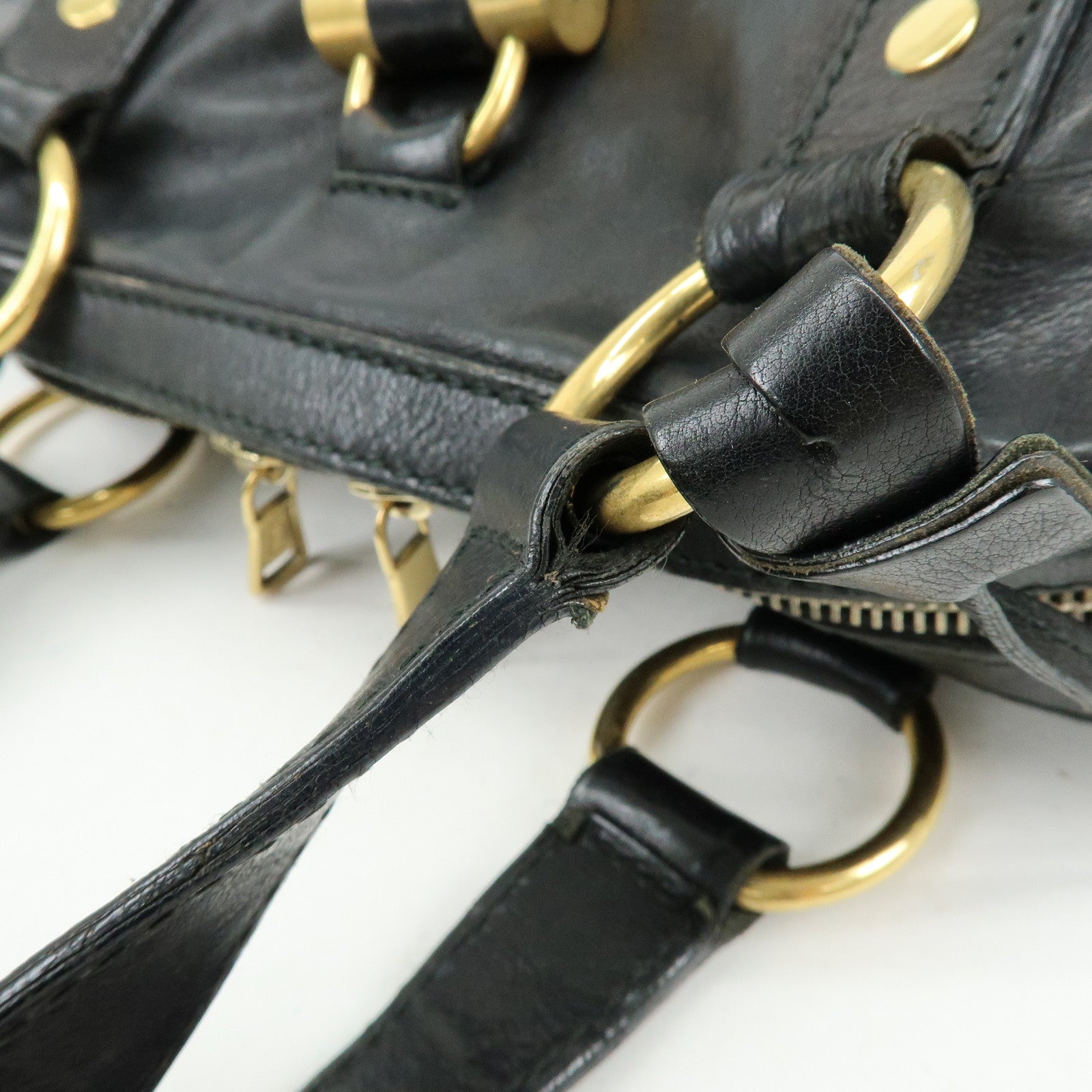 SAINT LAURENT PARIS MUSE Leather Hand Bag Shoulder Bag Black 153959