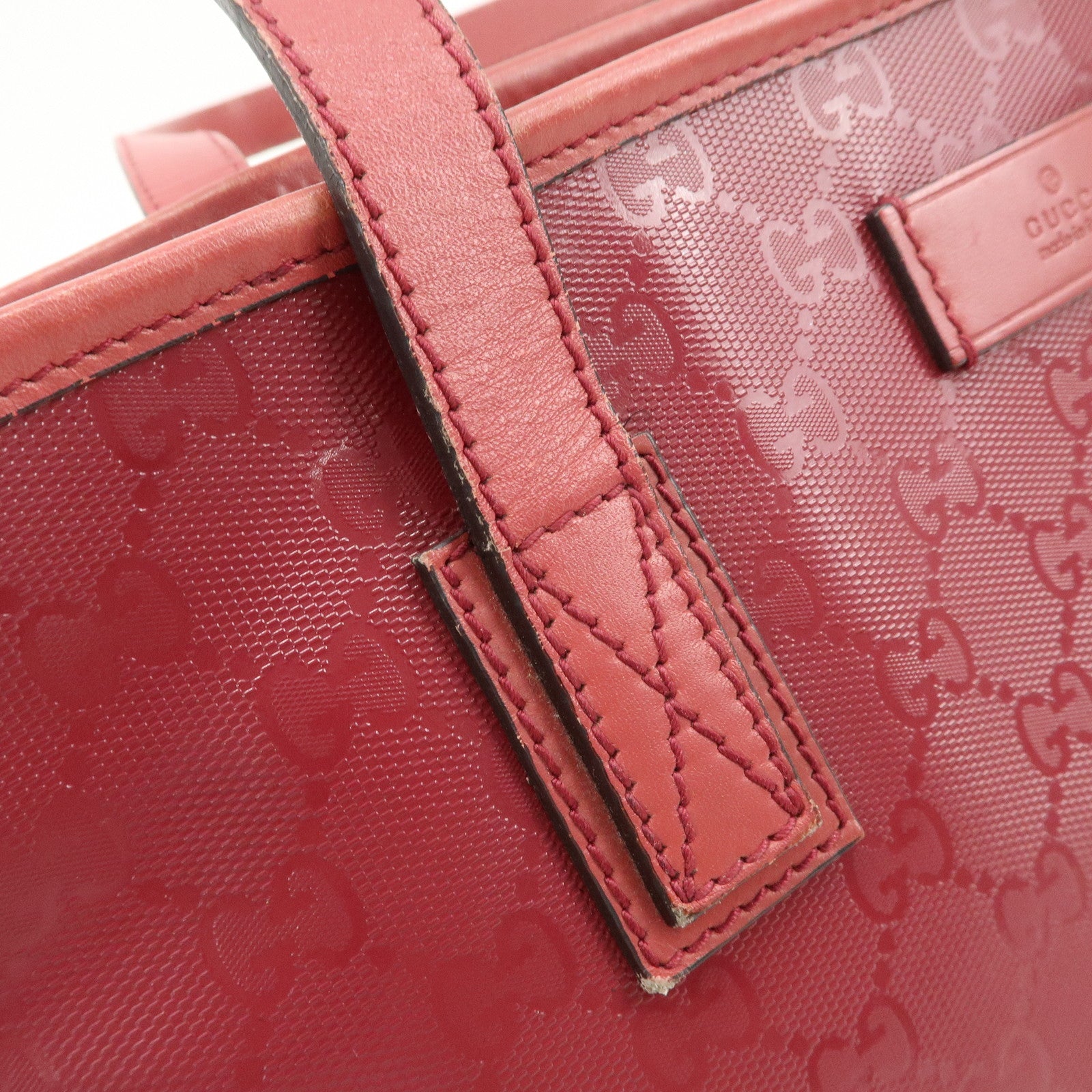 GUCCI Logo GG Imprime Leather Tote Bag Shoulder Bag Pink 211138