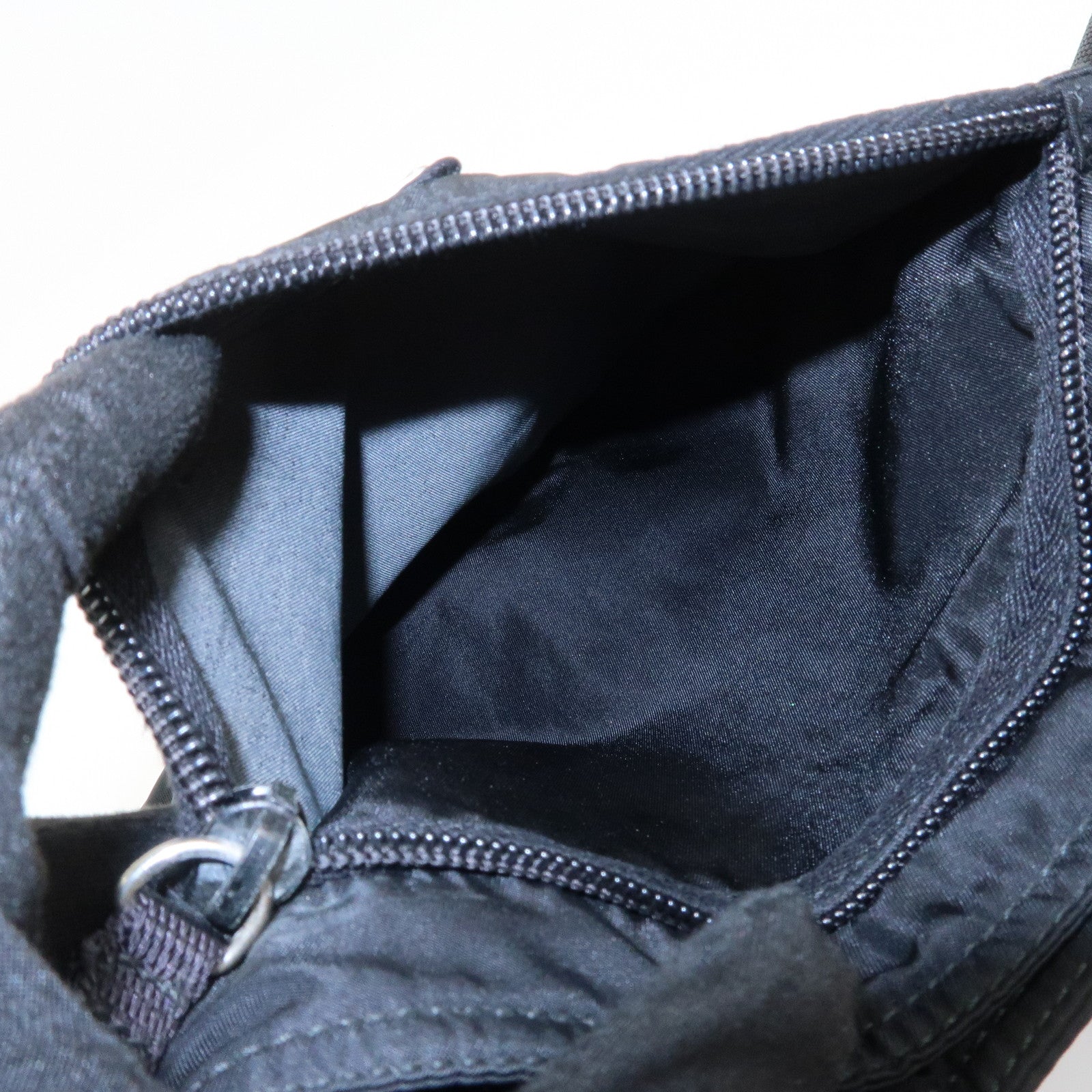 PRADA Triangle Logo Nylon Shoulder Bag Crossbody Bag Black BT7372