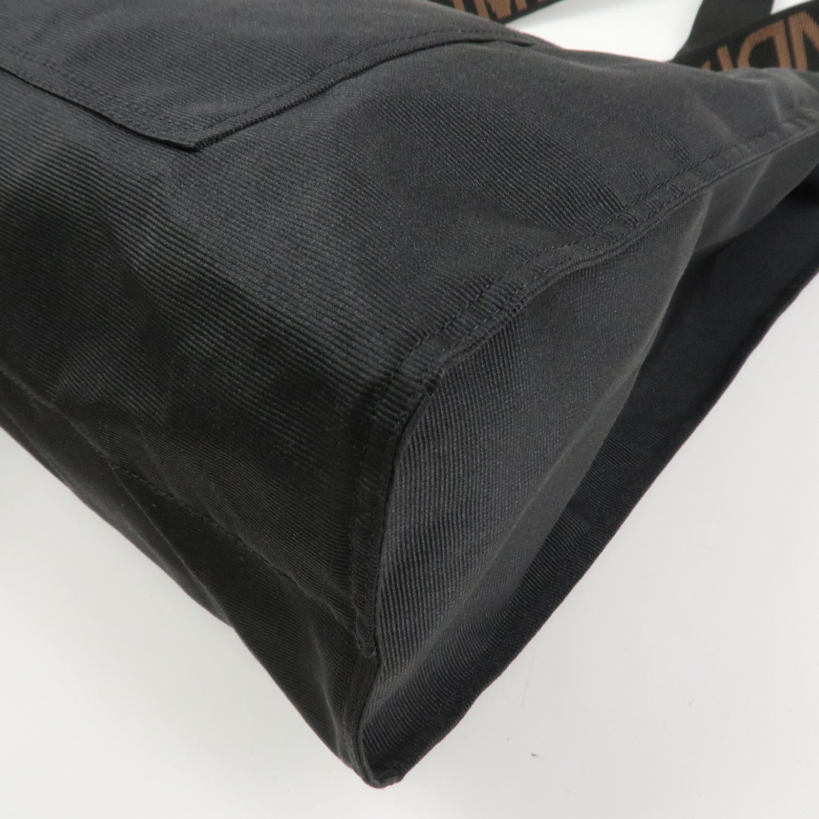 FENDI Nylon Leather Tote Bag Boston Bag Black 26680