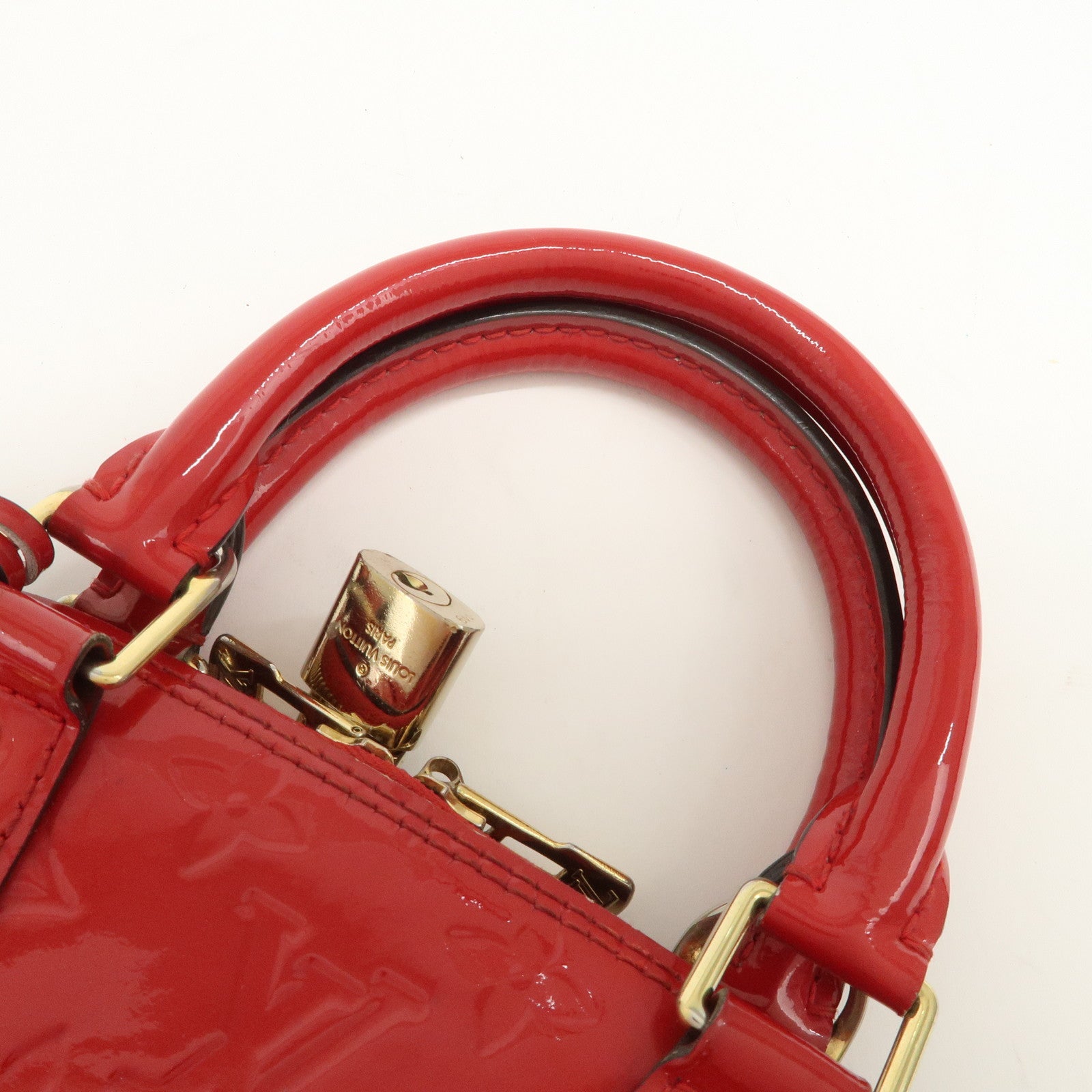 Louis Vuitton Monogram Vernis Alma BB 2Way Hand Bag Cerise M90174