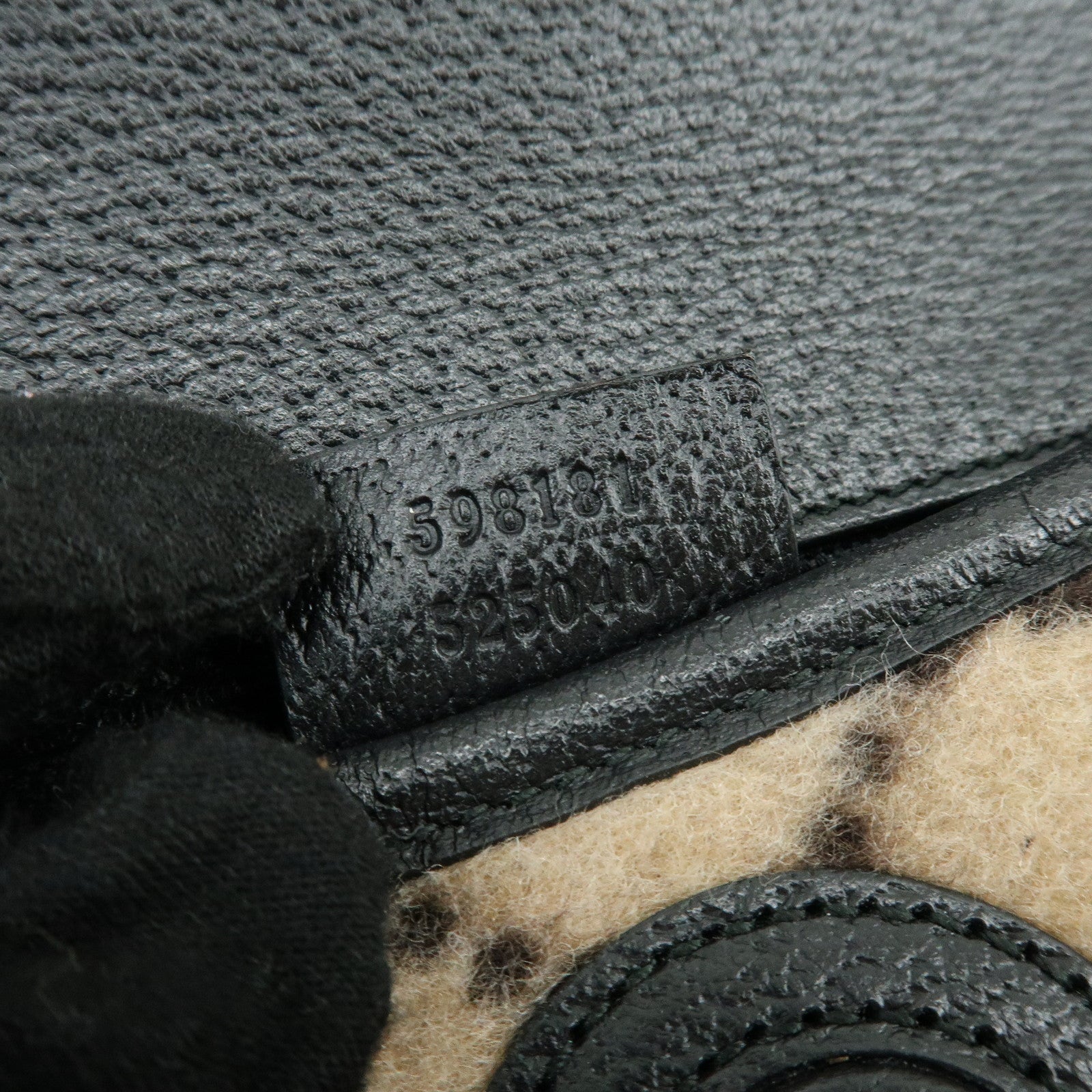 GUCCI GG Wool Leather Waist Pouch Body Bag Beige Black 598181