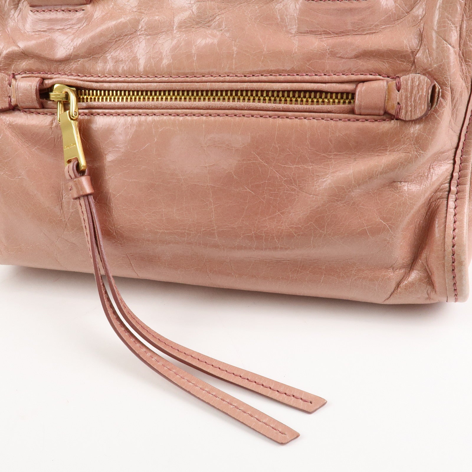 MIU MIU Leather 2Way Bag Shoulder Bag Hand Bag Pink Used
