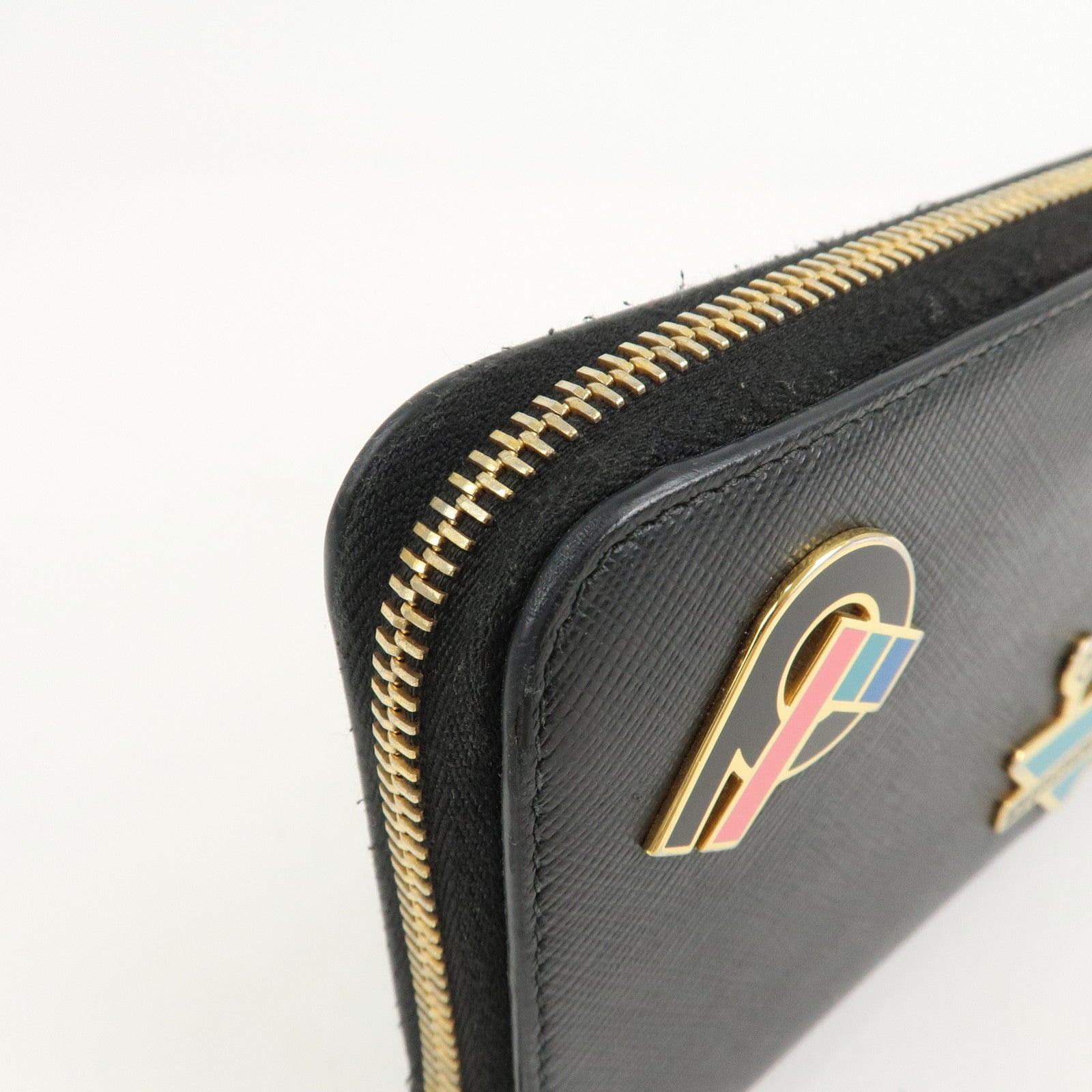 PRADA Logo Saffiano Leather Zippy Long Wallet Black 1ML506