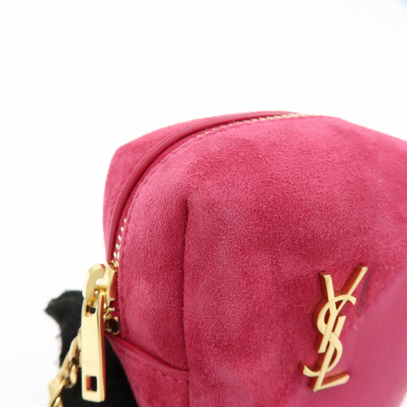 SAINT LAURENT PARIS Casandra Suede Leather Jamie Cube Pouch 669964