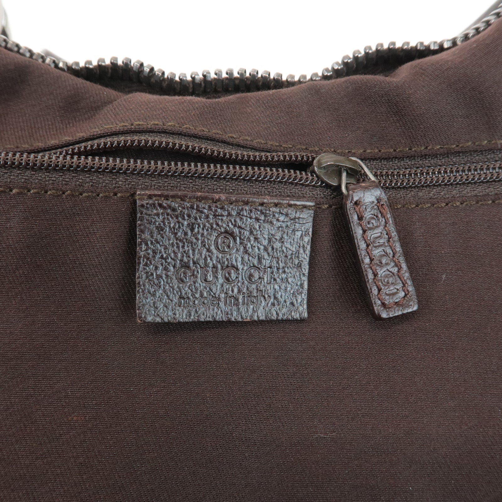GUCCI GG Canvas Leather Shoulder Bag Hand Bag Beige Dark Brown 115002 Used