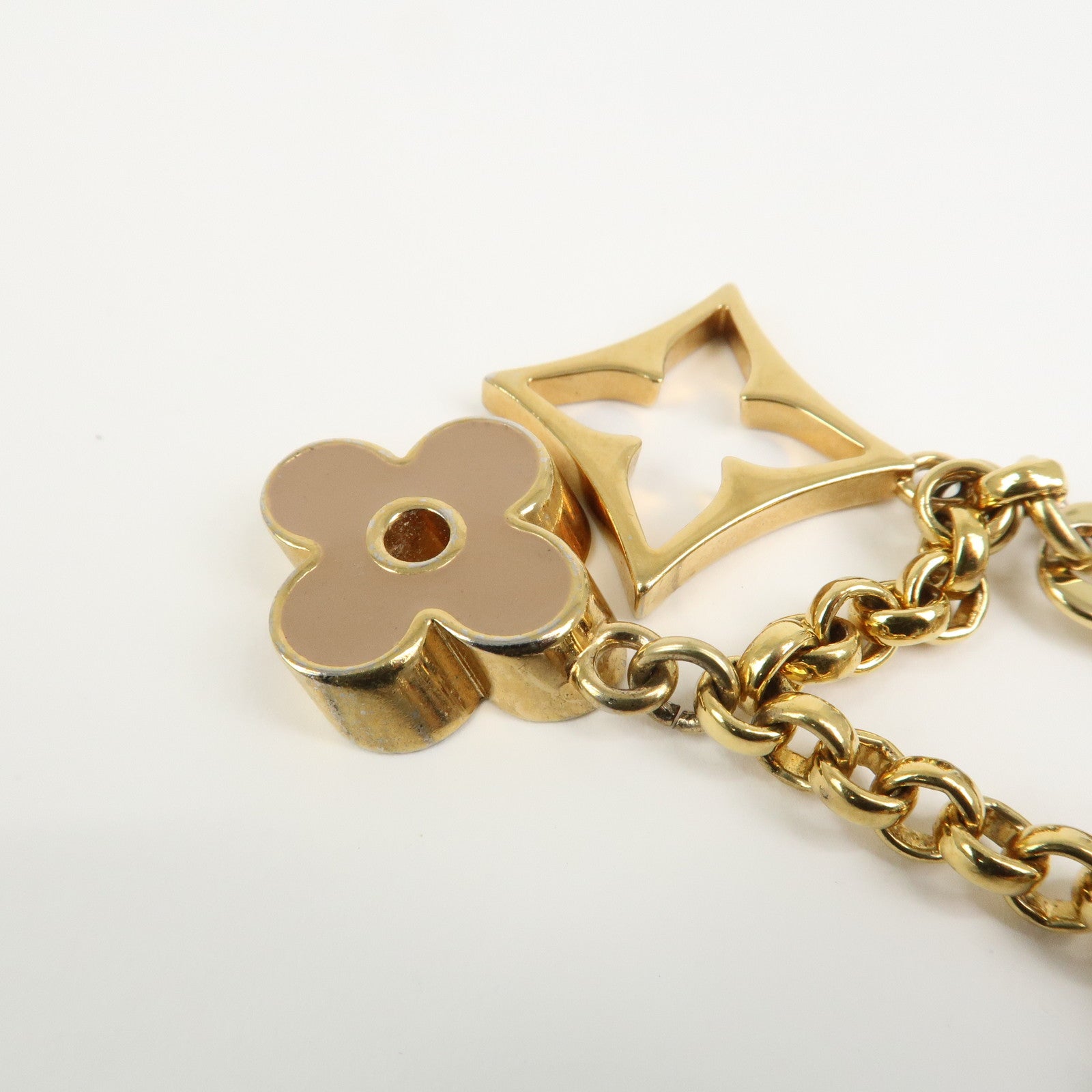 Louis Vuitton Fleur de Monogram Bag Charm Key Chain Gold M65111